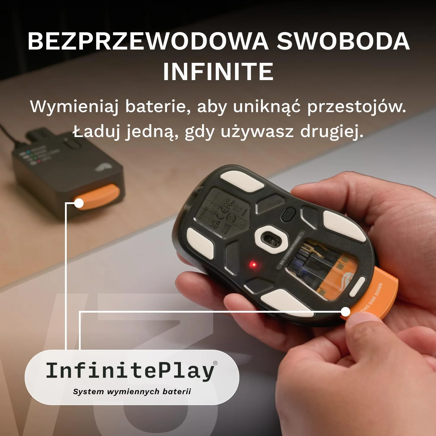 GLORIOUS Gaming Model D3 Bezprzewodowa Mysz Gamingowa 8k 130M Kliknięć Optyczne Przełączniki Ultralekka 69g 30k DPI RGB Czarna