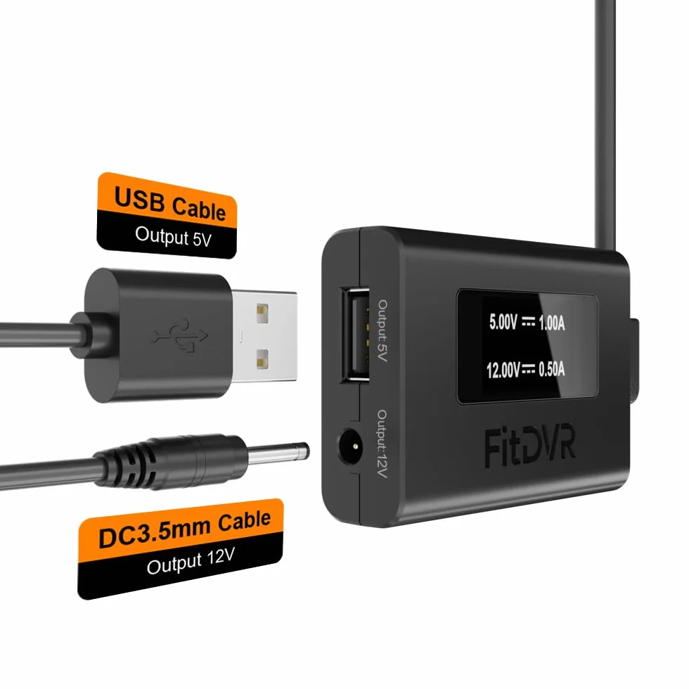 Dashcam Adapter (3-Pin) kompatybilny z Citroen Peugeot i DS, wyświetlacz LED Zasilanie USB, Podłącz do lusterka tylnego widzenia (czujnik deszczu), wyjście 5V 12V, Łatwe w instalacji, D3-037