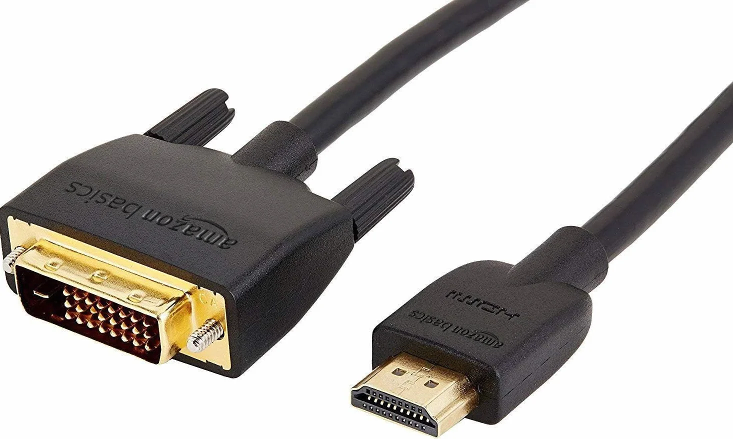 Amazon Basics Kabel adaptera HDMI A do DVI, 1,8 m, nie nadaje się do podłączenia do złączy SCART lub VGA, czarny