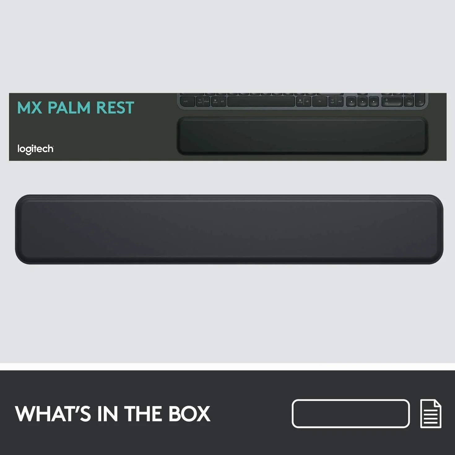 Logitech MX Podpórka pod nadgarstki dla klawiszy MX, wysokiej jakości, antypoślizgowa podpórka zapewniająca wiele godzin wygodnego pisania - Czarny