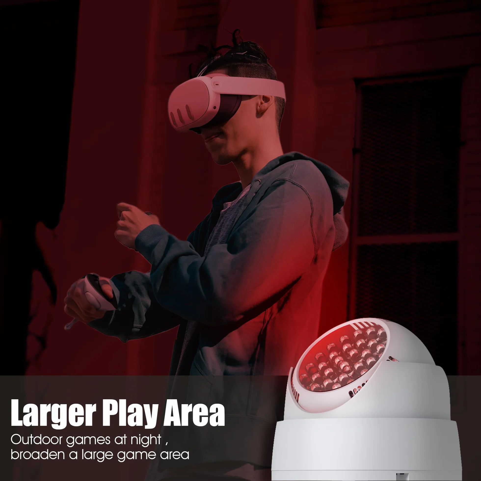 NEWZEROL Ir Illuminator lampa na podczerwień kompatybilna z Quest 3/2/Quest/PS VR2,Brak zakłóceń świetlnych bardzo czułe światło noktowizyjne z europejskim standardowym adapterem przełącznika - Biała