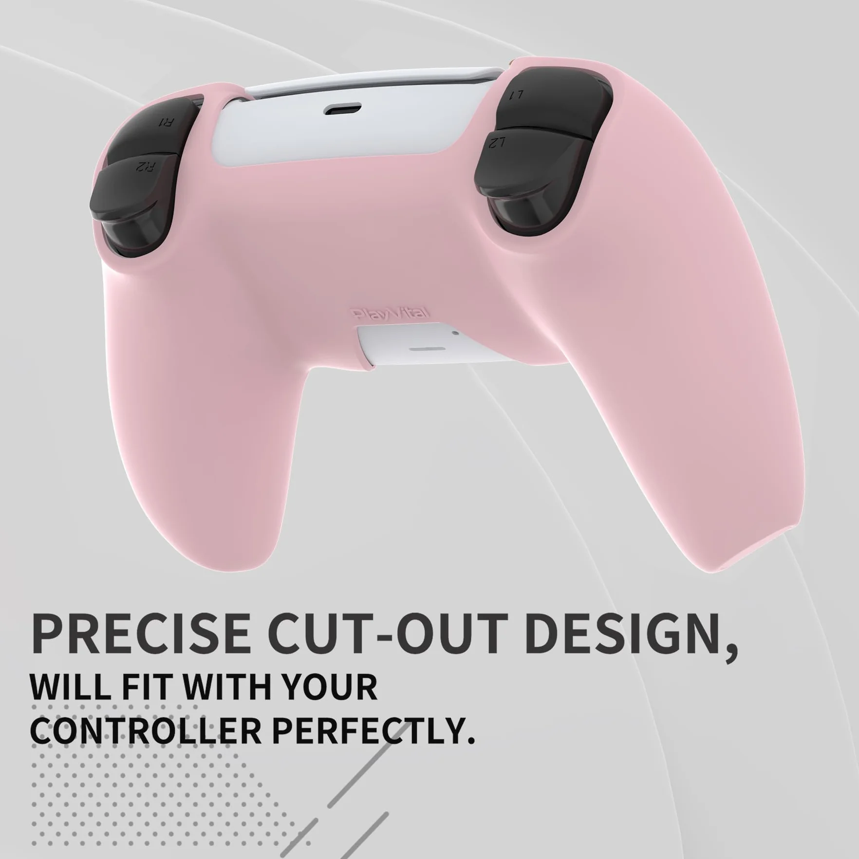 PlayVital Silikonowy Pokrowiec do ps5 Kontroler,Antypoślizgowy Ochronny Etui do ps5 Stacją ładującą z 6 Nakładkami Kciuki-Kwiaty Wiśni Różowy(Pure Series Dockable Model)
