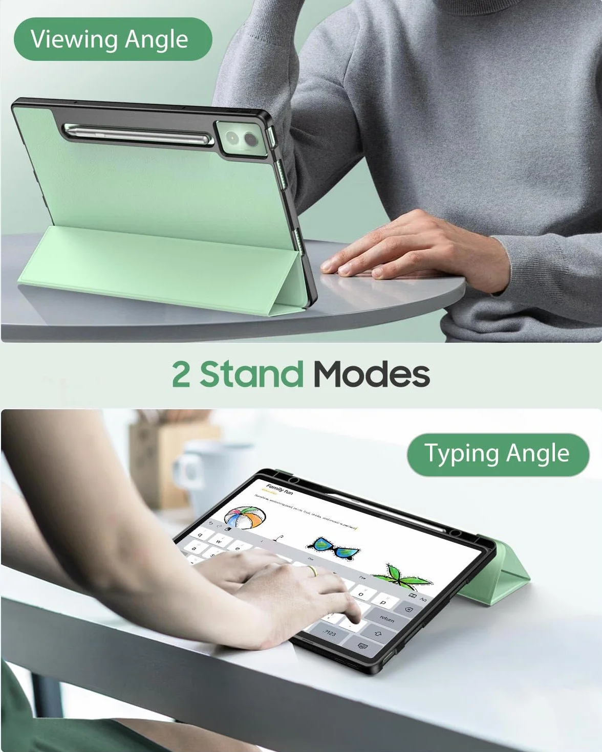 MoKo Case for Lenovo Idea Tab Pro 12.7 Inch 2025 with Stylus Holder, Ultra-Thin Smart Trifold Stand Case with Auto Sleep/Wake, Slim PU Leather Protective for Lenovo Idea Tab/Xiaoxin Pro, Seafoam Green