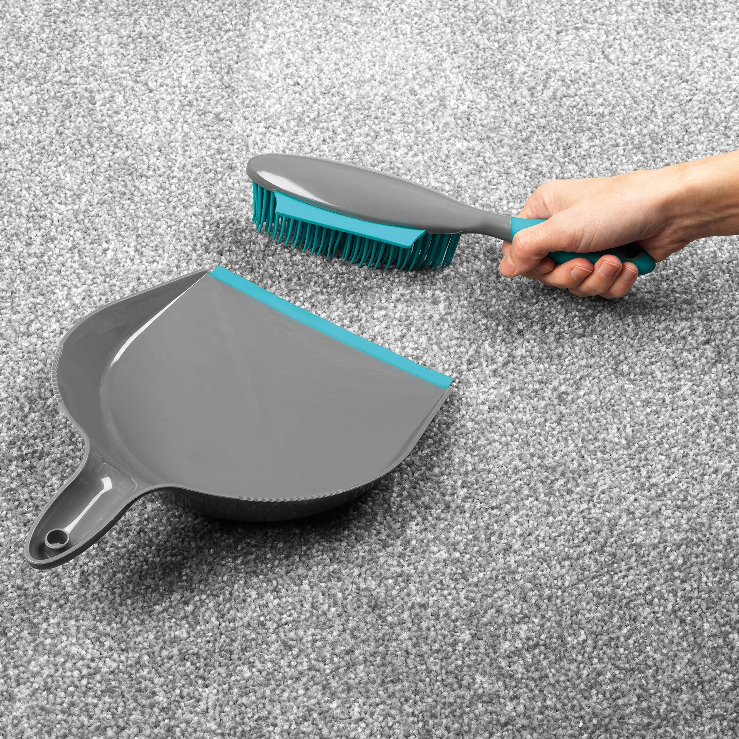 Beldray® LA069351EU Pet Plus+ Szufelka z gumowa zmiotka | kompaktowa konstrukcja | szaro-turkusowa