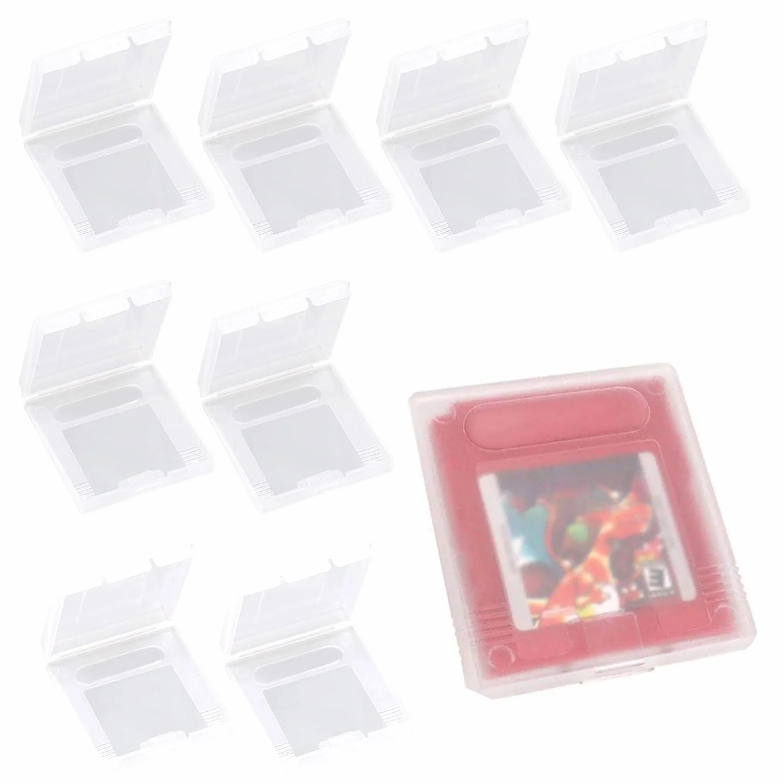 Przezroczysty plastikowy kartridż do przechowywania, pudełko na kurz, przezroczyste etui etui, etui ochronne opakowanie, do koloru Gameboy, kieszeń Gameboy, GB/GBC/GBP, 8 sztuk