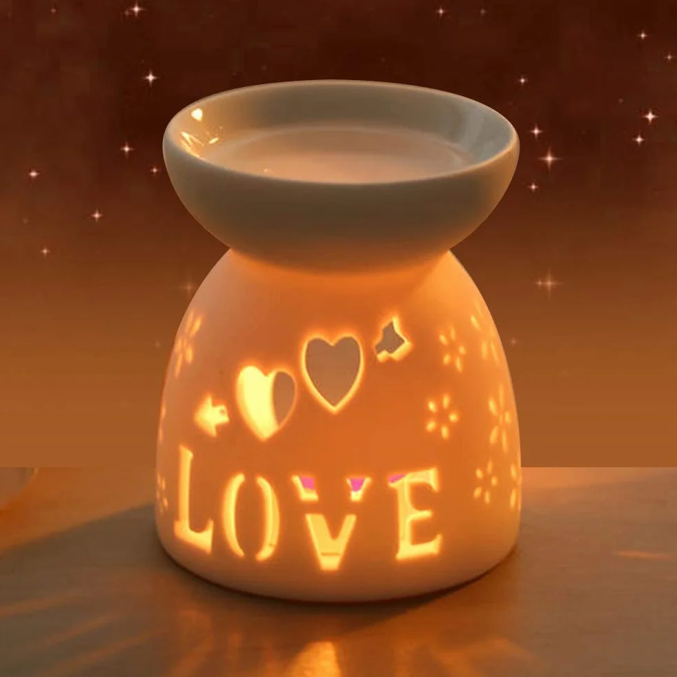 Palnik olejowy - nocna lampa zapachowa ceramiczna esencja palnik olejowy świeca kadzidło aromaterapia kuchenka (miłość)