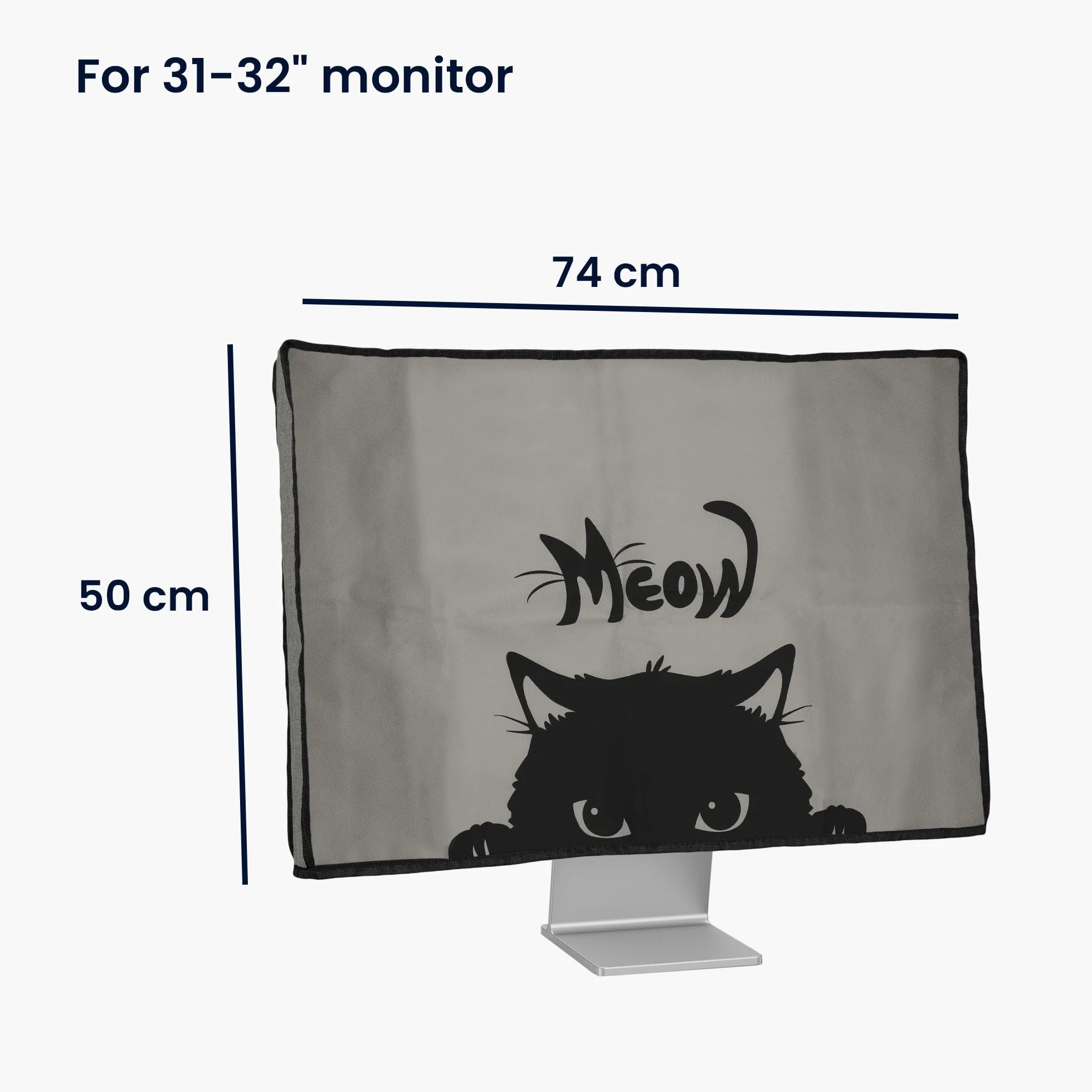 kwmobile Pokrowiec na monitor komputerowy kompatybilny z monitorami 31-32", Meow Cat szary/czarny