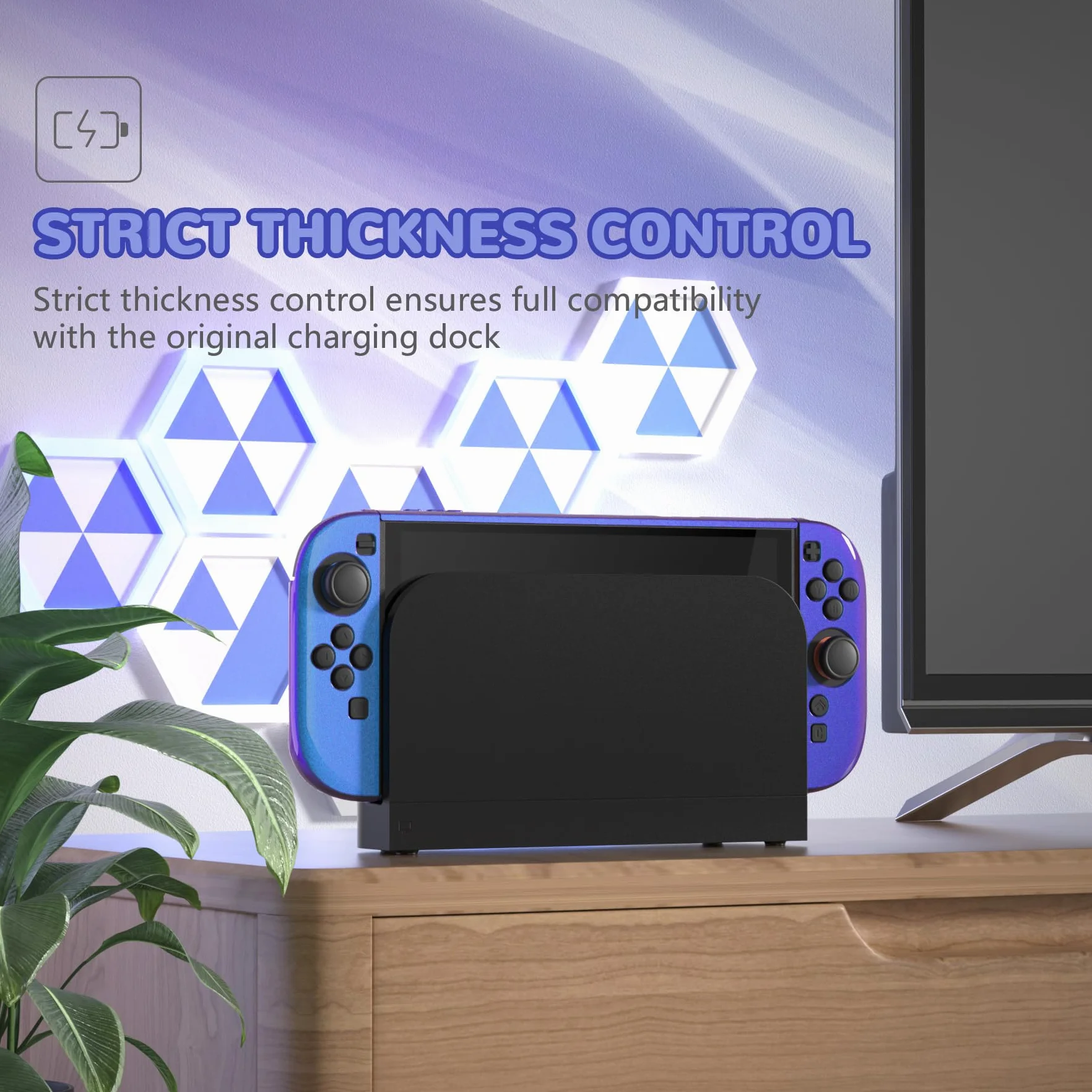 PlayVital Etui do Switch 2 Akcesoriami,Twarda Osłona Ochronna do Switch 2 z Uchwytem Grip,Podpórką & Nakładką Joystick,Etui Dokowalne–Kameleon Fioletowy Niebieski