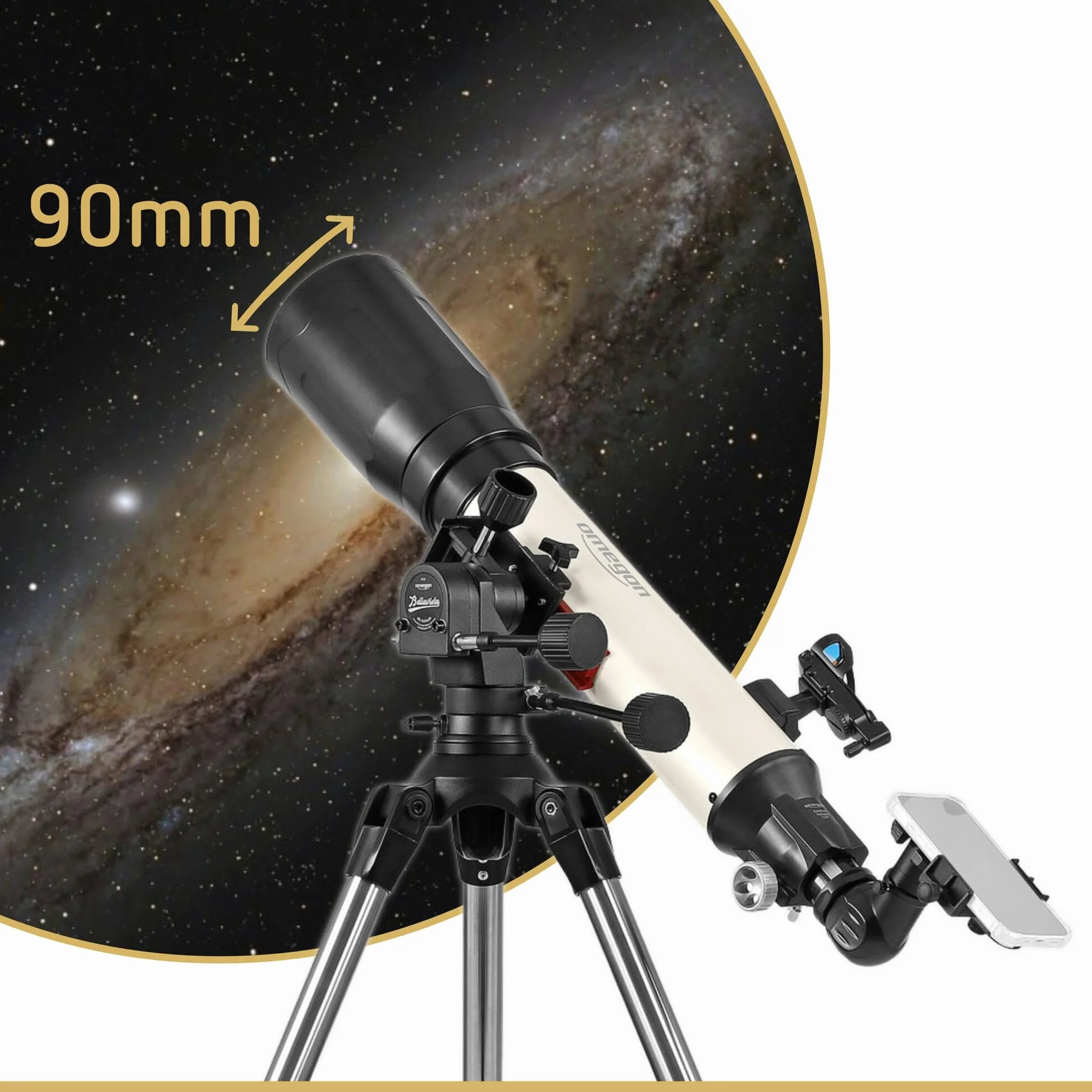 Teleskop Omegon Horizon CR AC 90/650 AZ-Bellavista | Reflektor o dużej jasności | Duże pole widzenia | Wysokiej jakości wyciąg okularowy | Montaż AZ-Bellavista | Do obserwacji nieba i natura