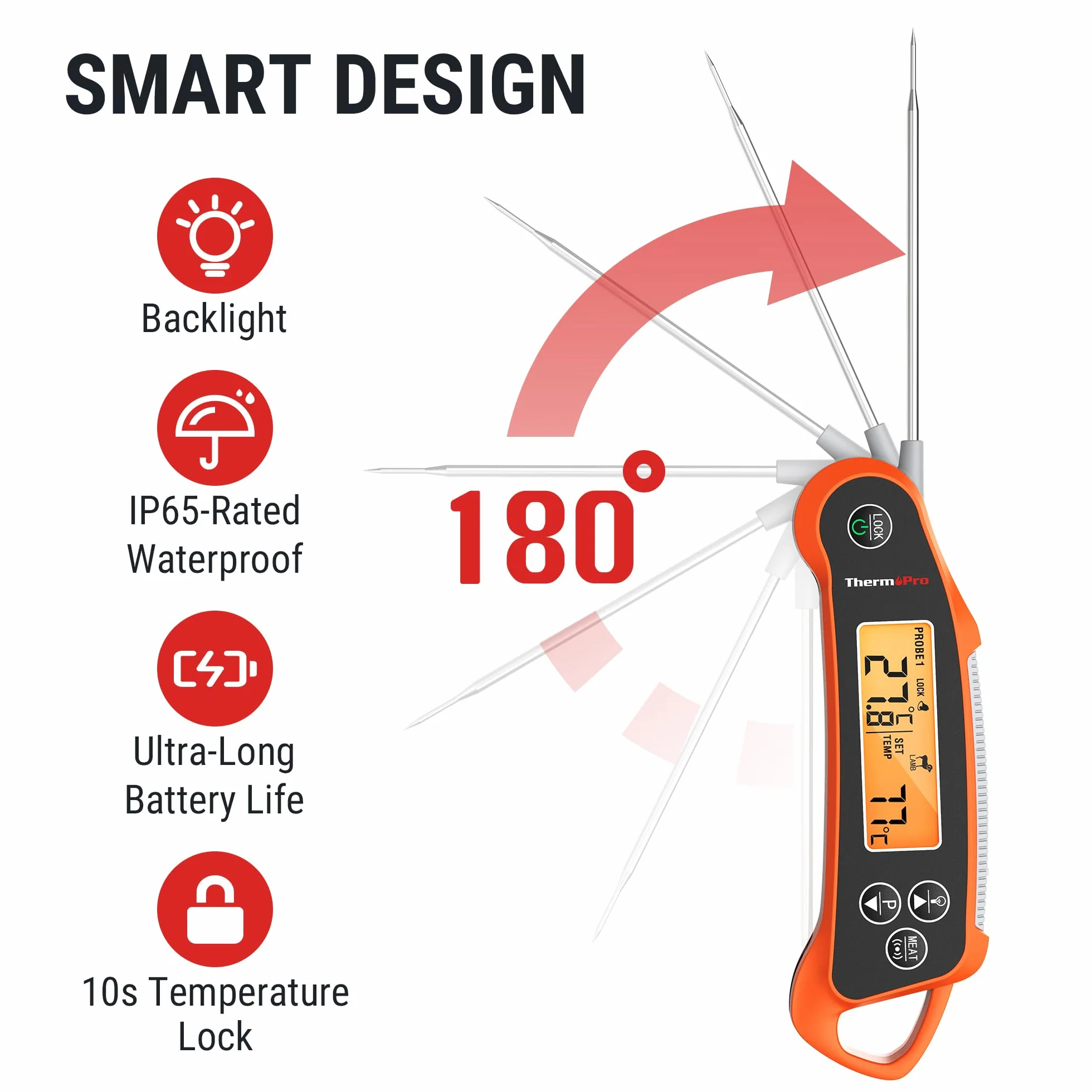 ThermoPro TP710 termometr do mięsa 2 sondy IP65 wodoszczelny alarm