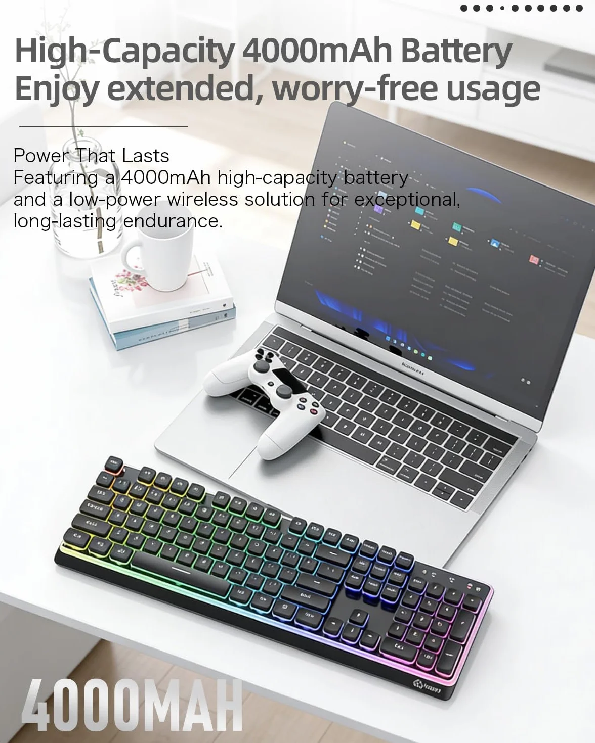 ZIYOU LANG x FREEWOLF M104 Wireless Keyboard, Triple Mode 75% Gaming Office Keyboard with RGB Backlit, 4000mAh Rechargeable, Compatible with Windows/Mac