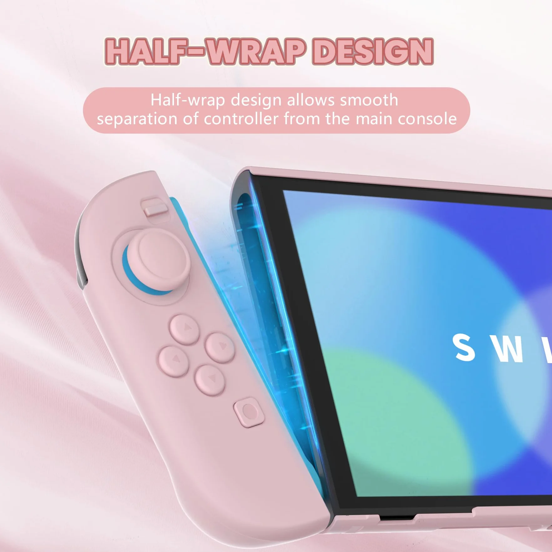 PlayVital Etui Ochronne do Switch 2, Sztywne Osłona Grip Joycon z Nakładką na Joystick – Różowy Kwiat Wiśni