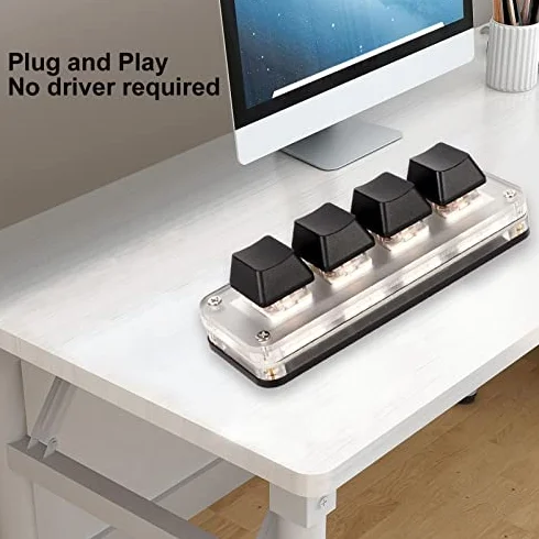 Mini Klawiatura USB, Programowalna Klawiatura DIY z Niestandardowym Pokrętłem, Mechaniczna Klawiatura do Programowania Gier z Makro, Jednoręczna Standardowa Klawiatura OSU HID do (4 klucze)