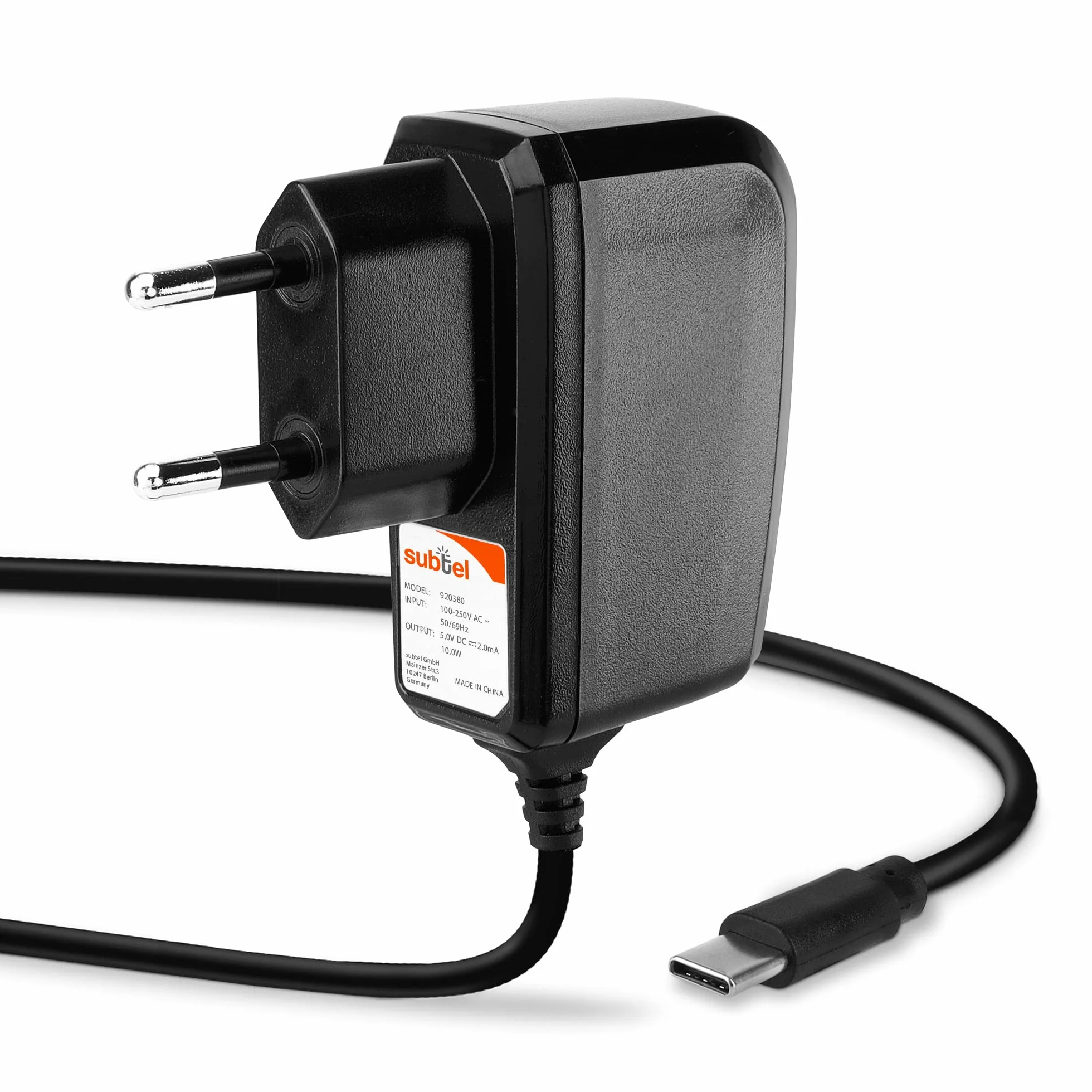 subtel® Ładowarka USB C Typu C 5V 2A / 2000mA 1,2 m kompatybilna z Nintendo Switch/Switch Lite/Switch Pro Controller, zasilacz sieciowy, kabel do szybkiego ładowania, stacja ładująca