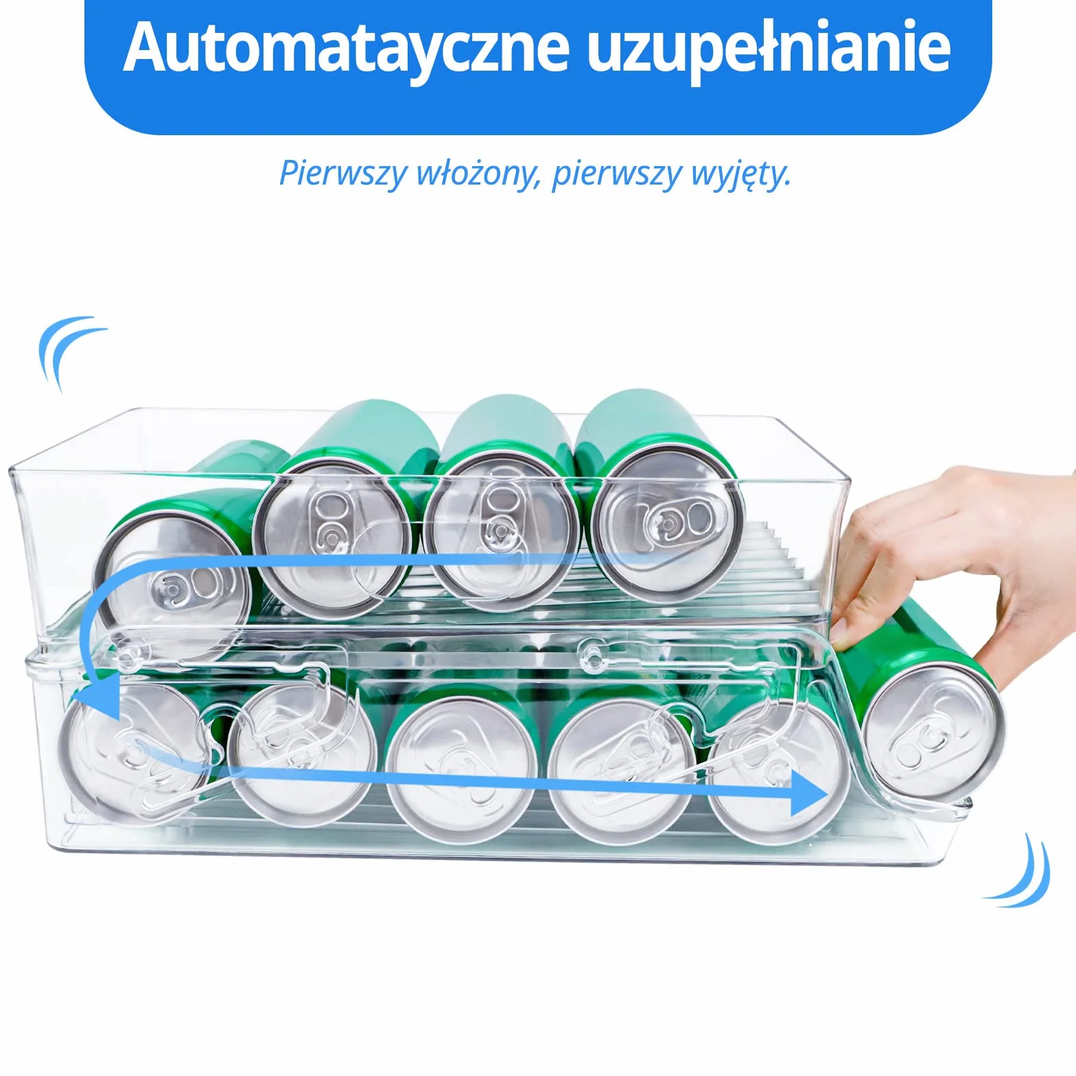 Organizer do lodówki na puszki 2-poziomowy automatyczny dozownik