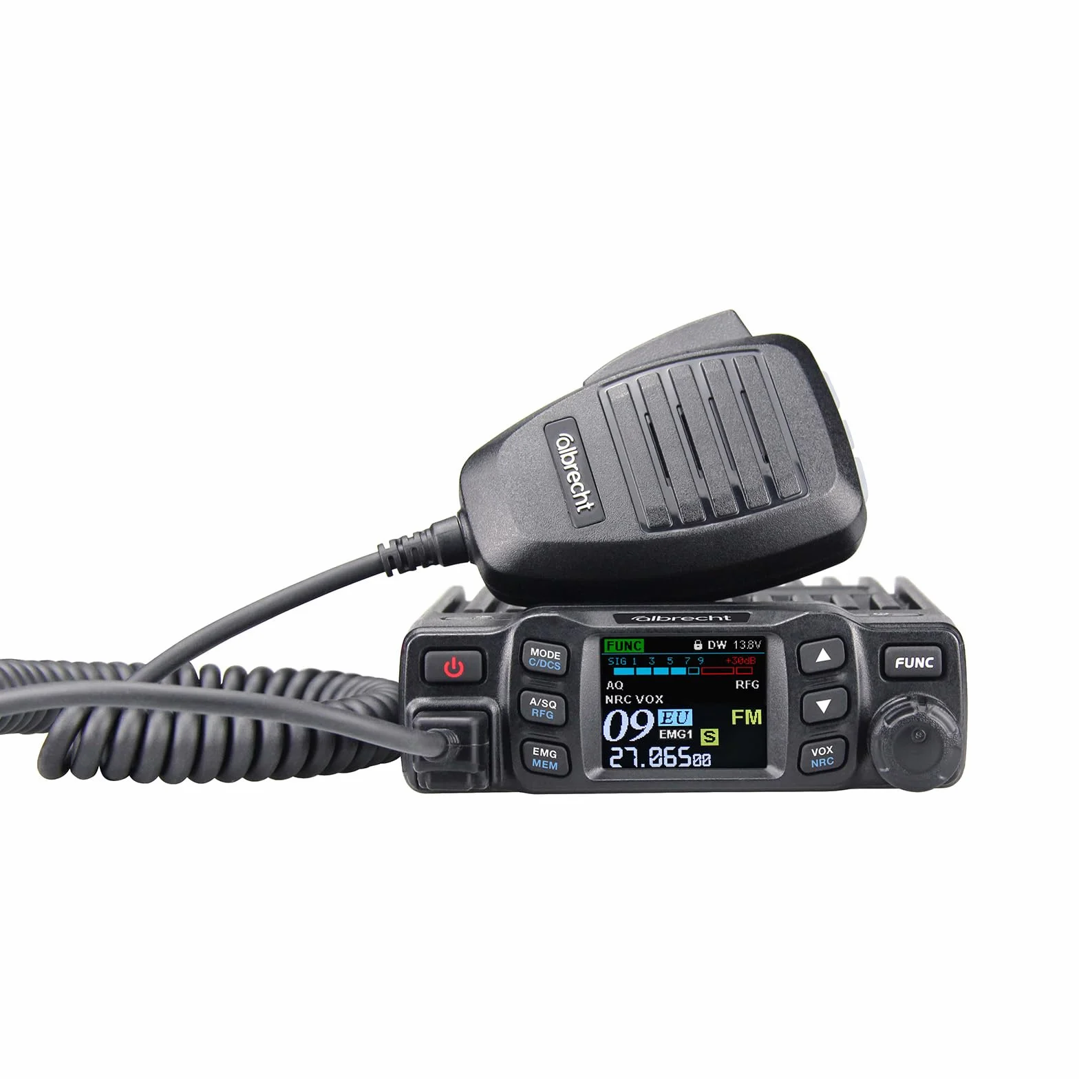 Albrecht AE 5900 Mini SSB CB radiotelefon – kompaktowe urządzenie radiowe AM/FM/SSB o mocy 12 W, redukcja szumów NRC, funkcja repeatera, ochrona SWR i kolorowy wyświetlacz TFT – idealne do samochodów