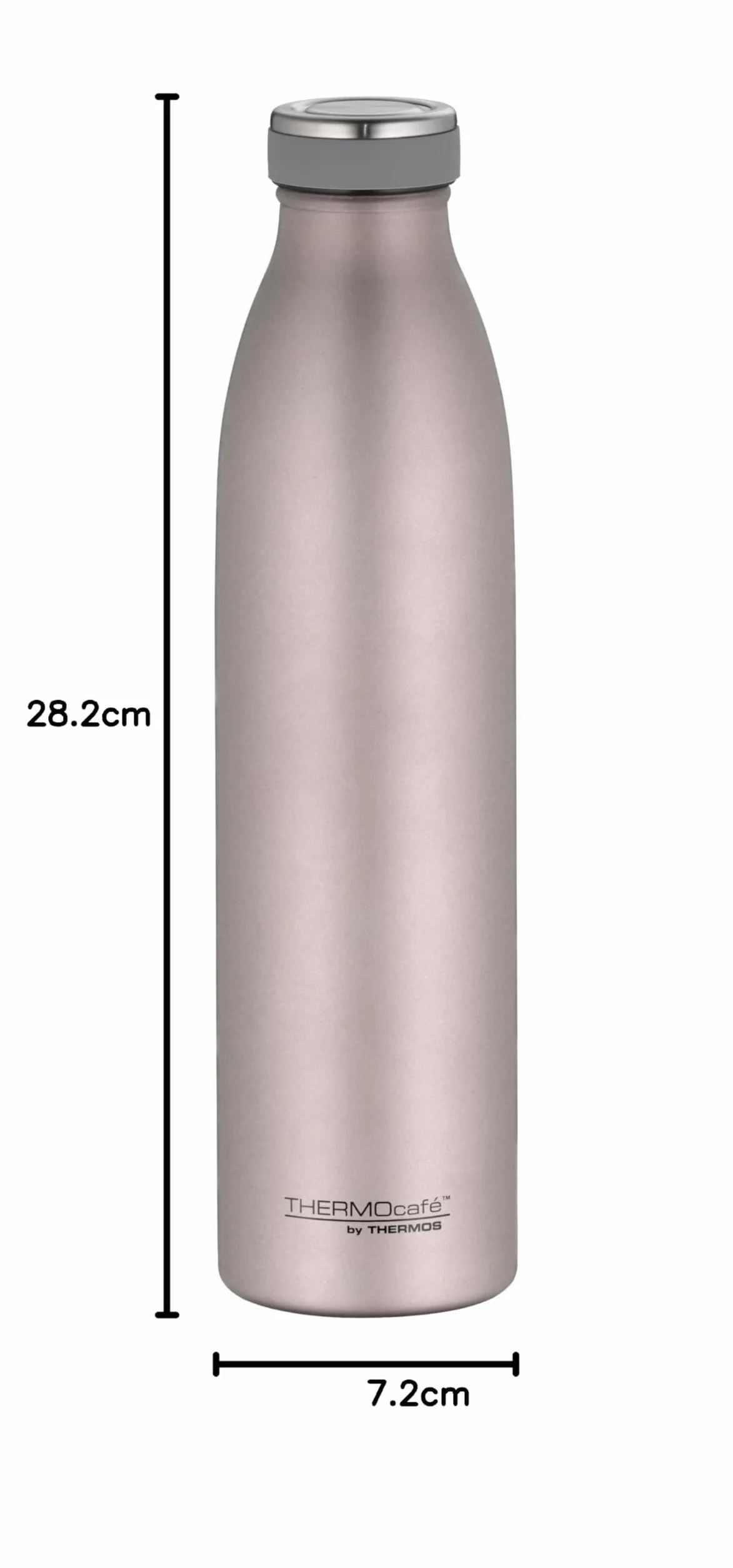 THERMOcafé by THERMOS TC Butelka Rose Mat 0,75 l, izolowana butelka ze stali nierdzewnej, odporna na gazowanie, utrzymuje temperaturę gorących przez 12 godzin, zimno przez 24 godziny, szczelna, do