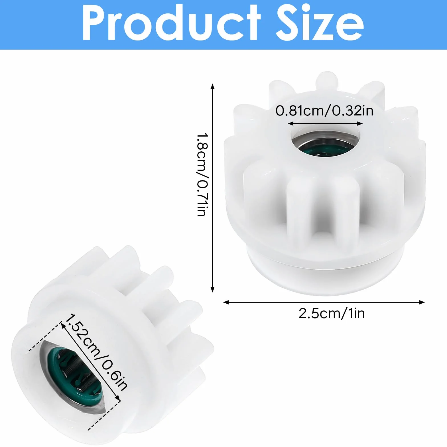 4 części zamienne Spin Mop z tworzywa sztucznego, łożysko sprzęgła, zapasowe koło łańcuchowe 2,5 cm, do O-Cedar/Vileda Easywring RinseClean (białe)