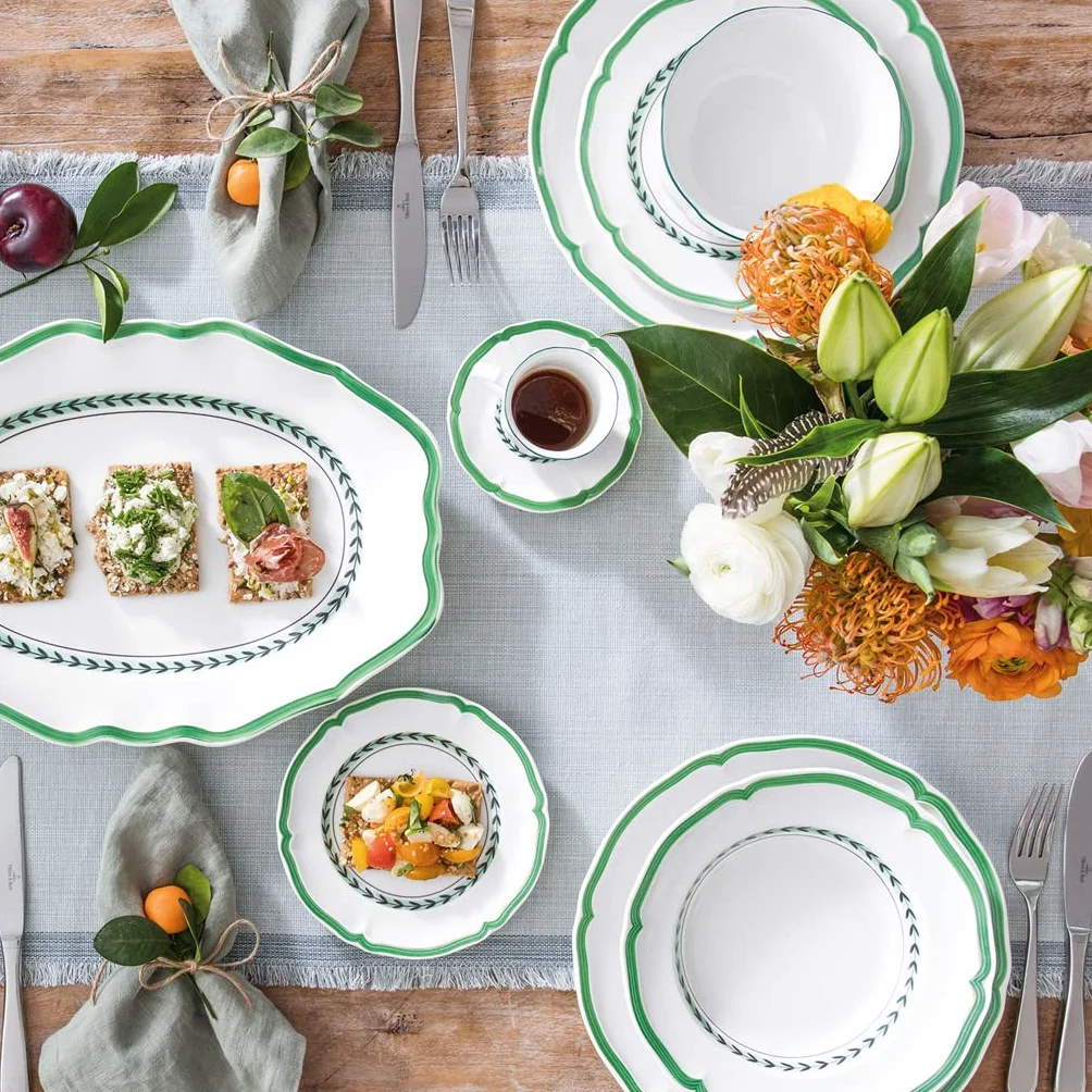 Villeroy & Boch French Garden Green Line talerz do chleba 17 cm porcelana premium biały zielony