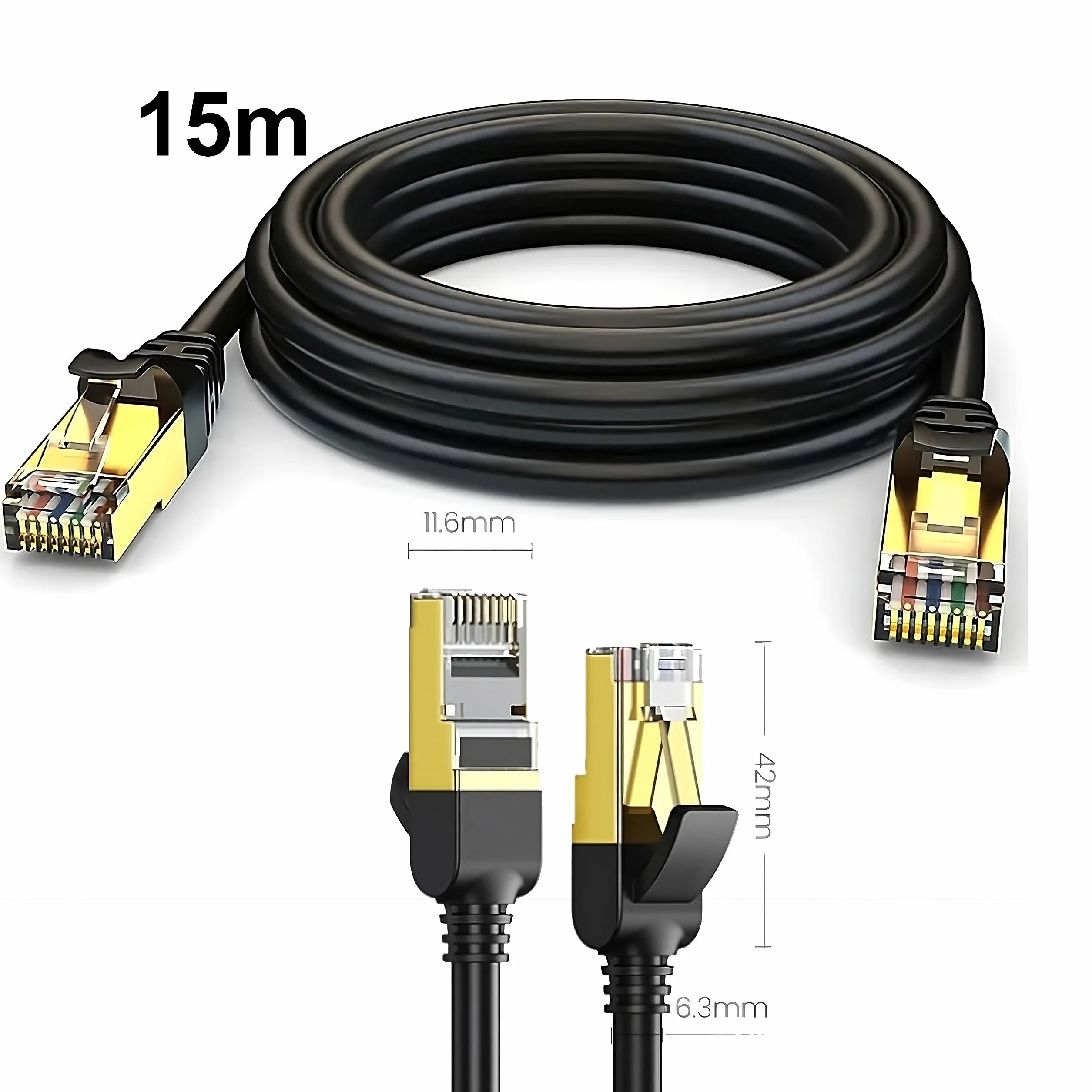 Retoo Kabel sieciowy CAT 6a, UTP, kabel Gigabit, Lan Ethernet, kabel krosowy 15 metrów, płaski kabel do układania, nadaje się do sieci Gigabit, przełączników, routerów, modemów z wejściem RJ45