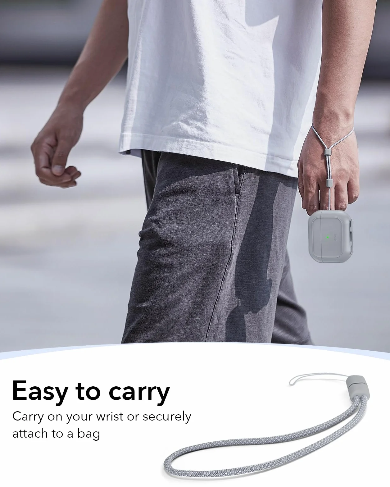 ESR Etui do AirPods Pro 3, kompatybilne z AirPods Pro 3. generacji (2025), kompatybilne z MagSafe, etui z pełną ochroną z rzepem, szare