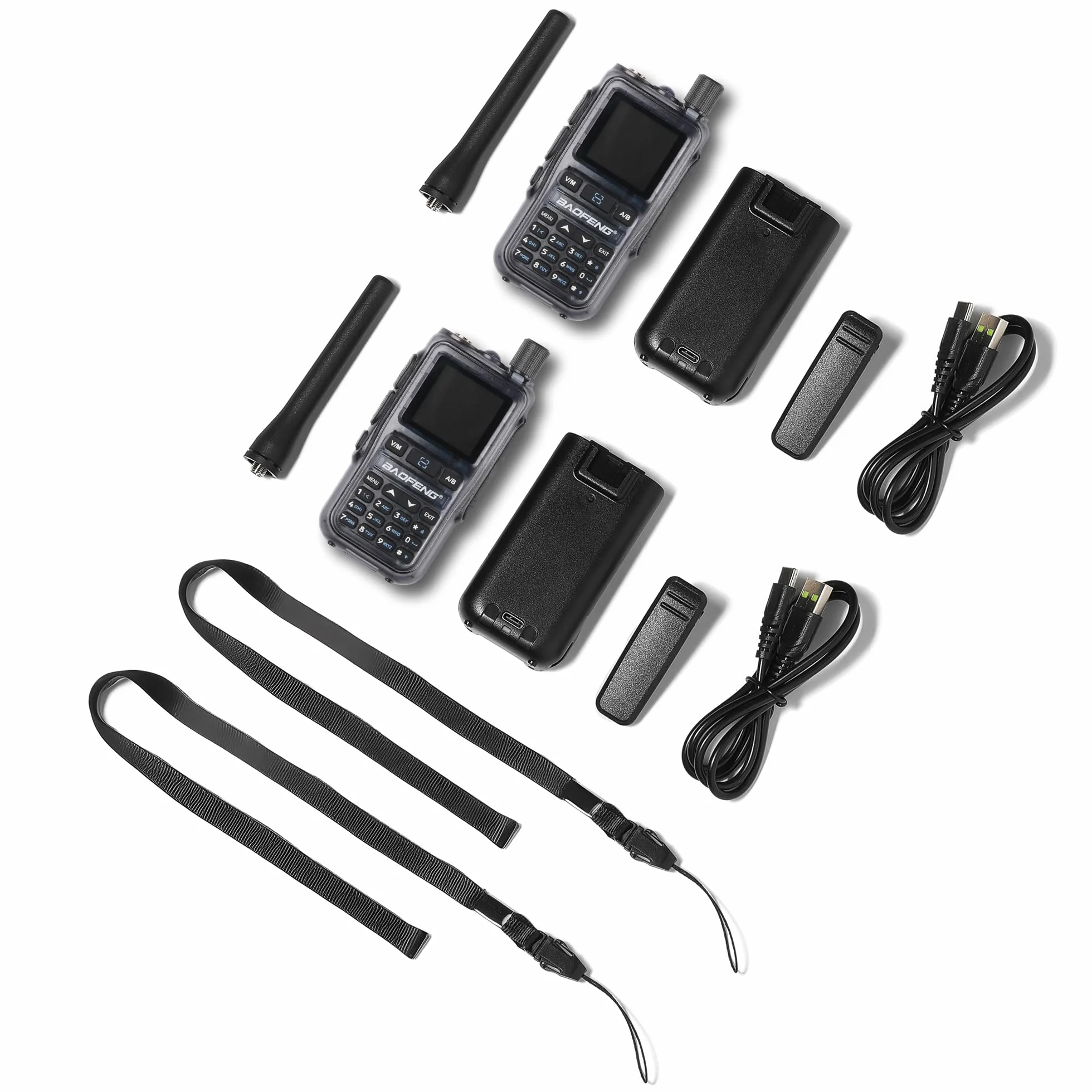 BAOFENG GT-5R Mini 5W dwupasmowe radio przenośne, Krótkofalówka UHF VHF, Programowanie aplikacji bezprzewodowych, podwójny PTT, Ladowanie przez USB-C, 999 kanałów, Szary(2 sztuki)
