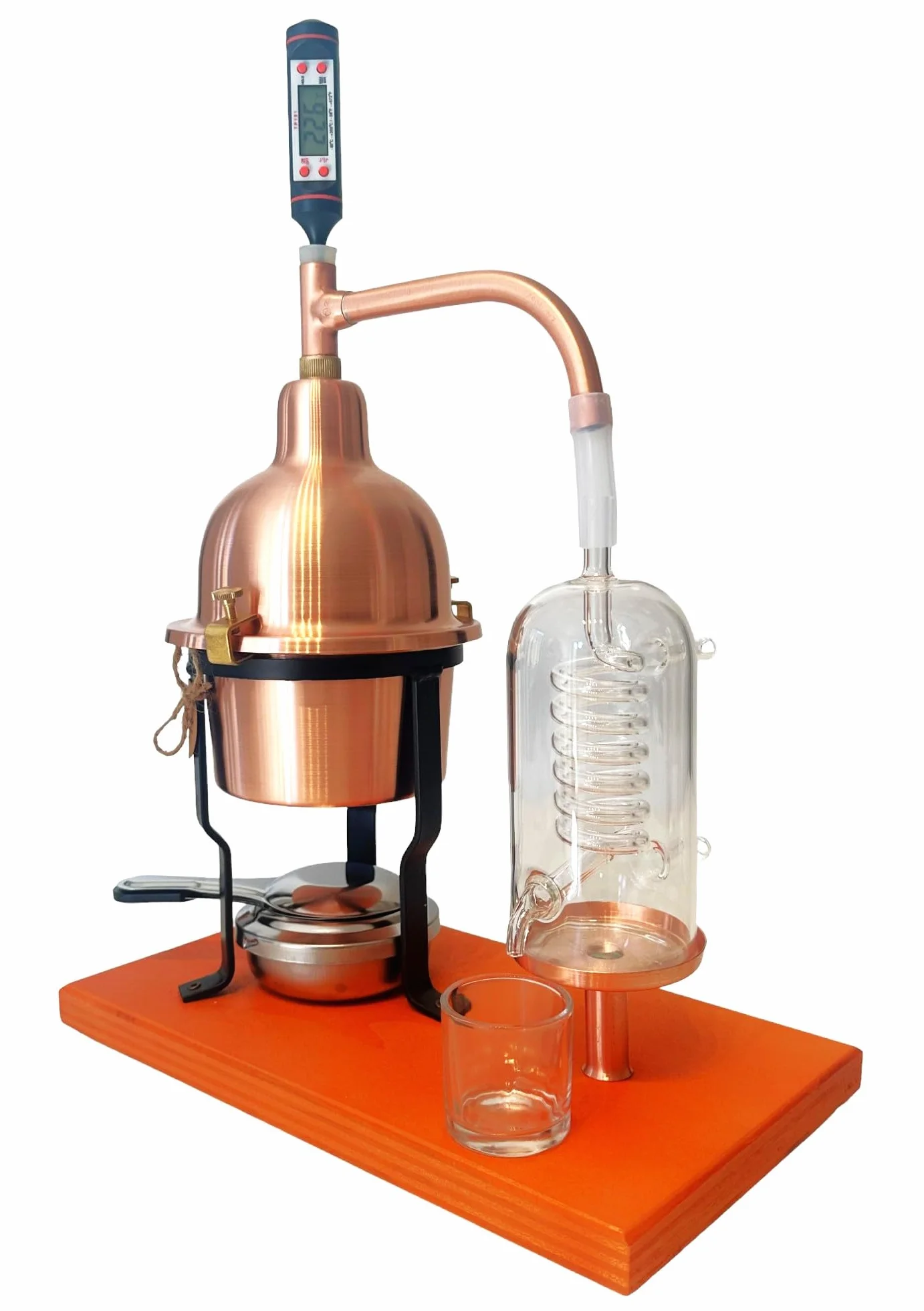 CAFA Czeski szklany destylator miedziany alembik szklany cewka 0,6 l