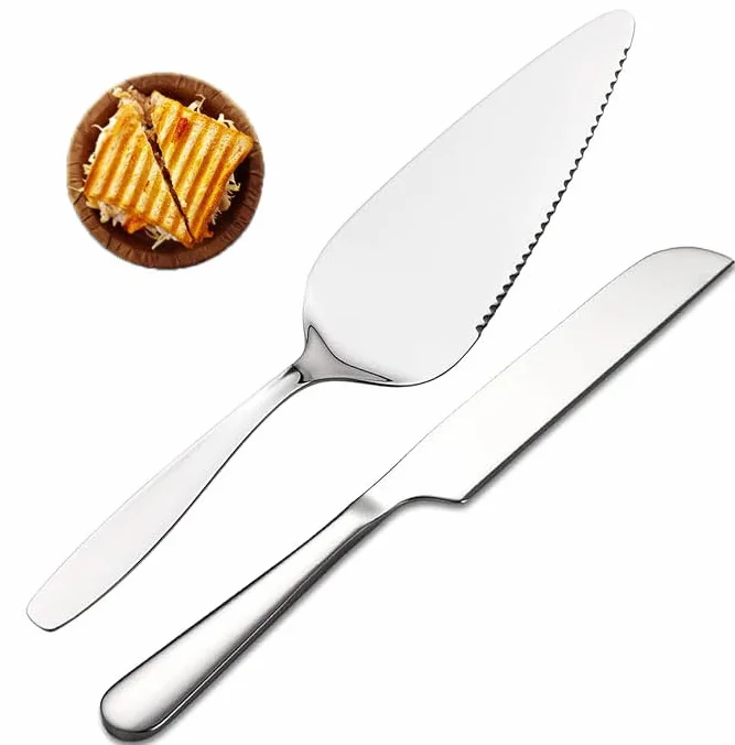 Łopata do ciasta, srebrny nóż do ciasta, łopatka do ciasta, szufelka do ciasta, szufelka do ciasta, na wesele zawiera nóż do ciasta i łopatkę do ciasta, 2 sztuki, srebrny