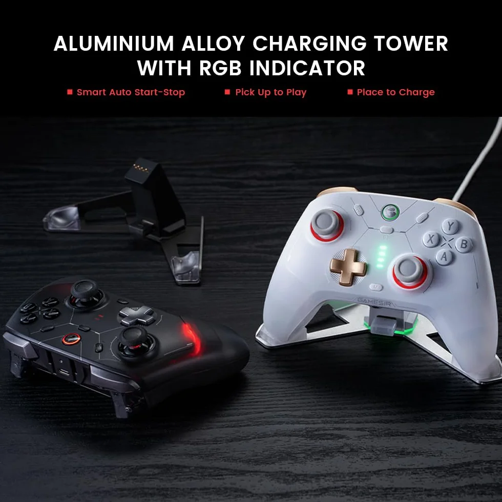 GameSir Cyclone 2 Multiplatform Wireless Controller- TMR Electromagnetic Joysticks&Hall Effect Switch triggers,6-axis Gyro Gaming Controller for Switch/PC/iOS/Android/Steam (Phantom White Bundle)
