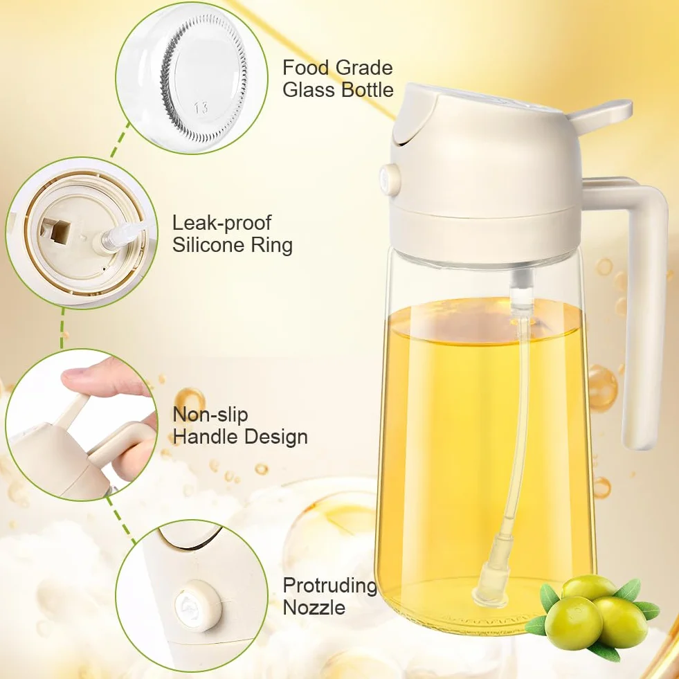 OFFCUP Spray do gotowania oliwy z oliwek do gotowania, 470 ml, spray do oliwy z oliwek, spray do oliwy z oliwek Kuchnia z szczotką do gotowania, pieczenia, grilla, sałatki