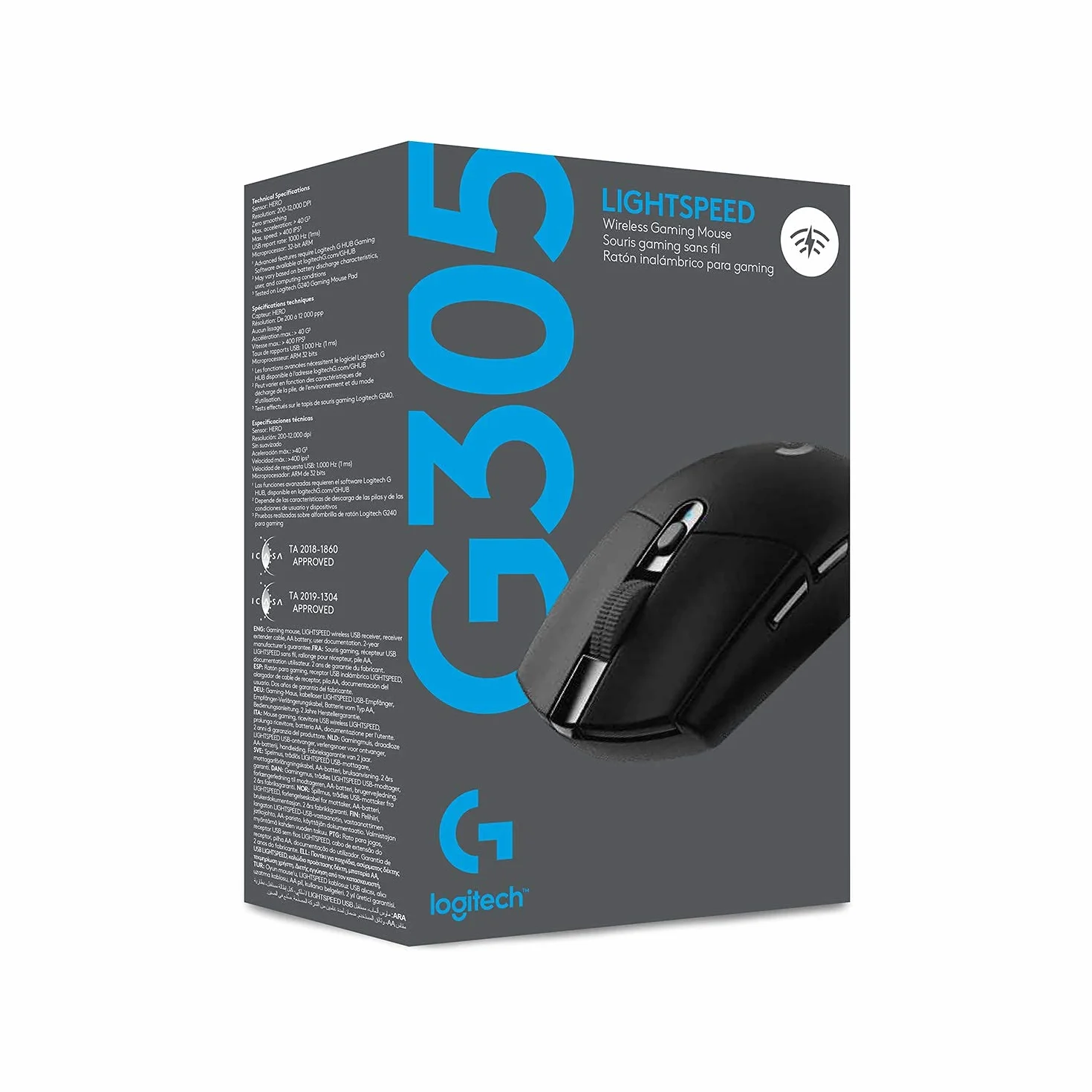 Logitech G G305 LIGHTSPEED Bezprzewodowa mysz do gier, czujnik HERO 12K, 12000 DPI, czarna