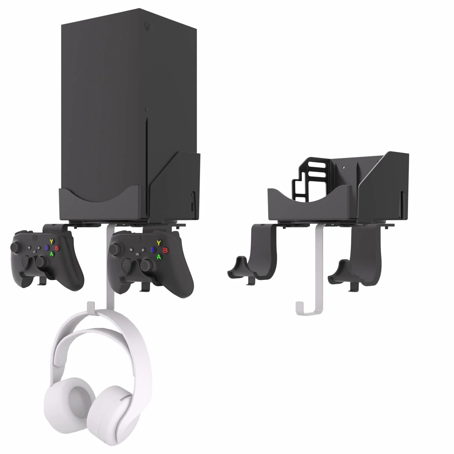 Uchwyt ścienny Xbox Series X Zestaw do kontrolera, konsoli i kasków, mata antypoślizgowa, nacięcie ładowania USB