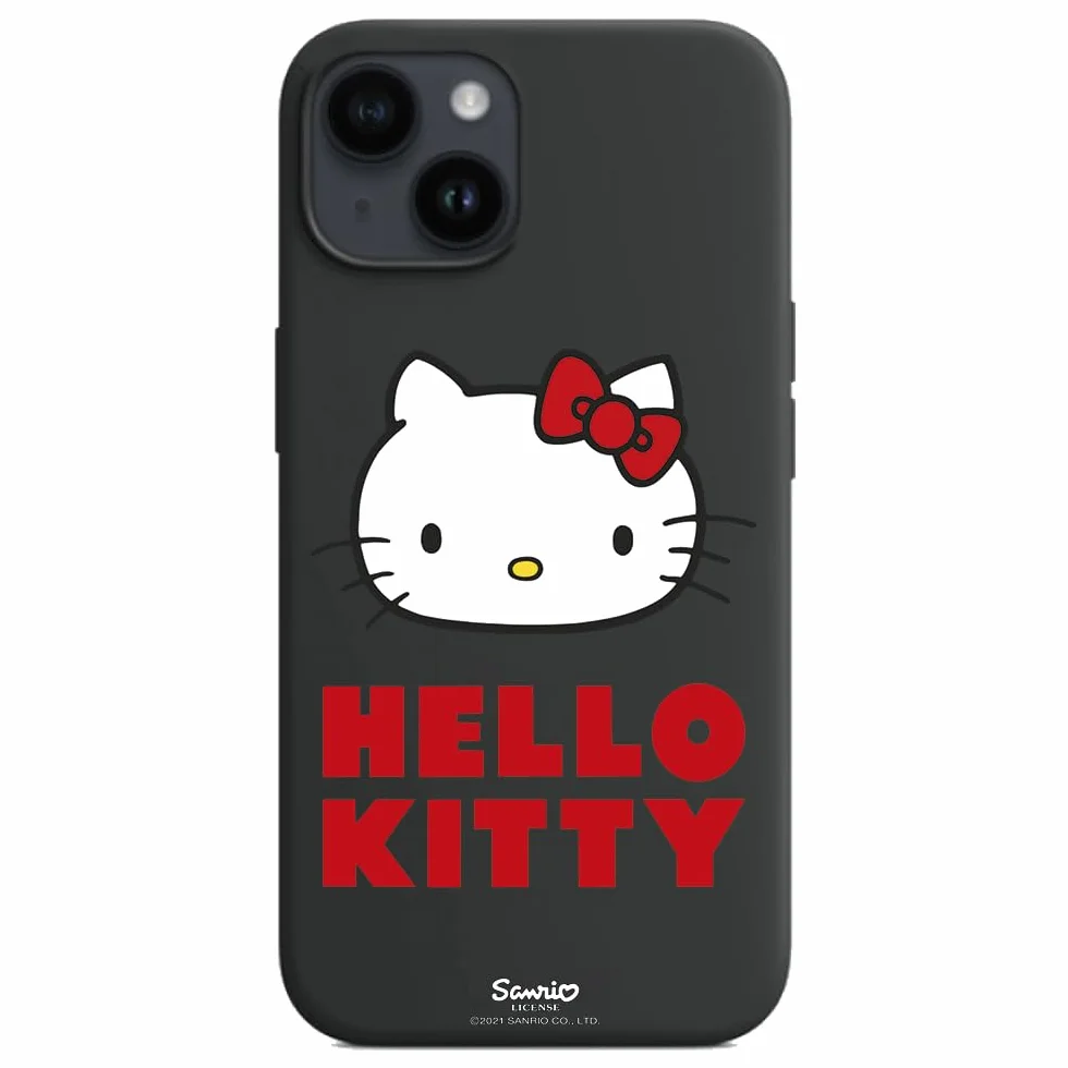 Dostosowywanie elastyczne etui czarny kolor kompatybilny dla iPhone 15 z logo Hello Kitty