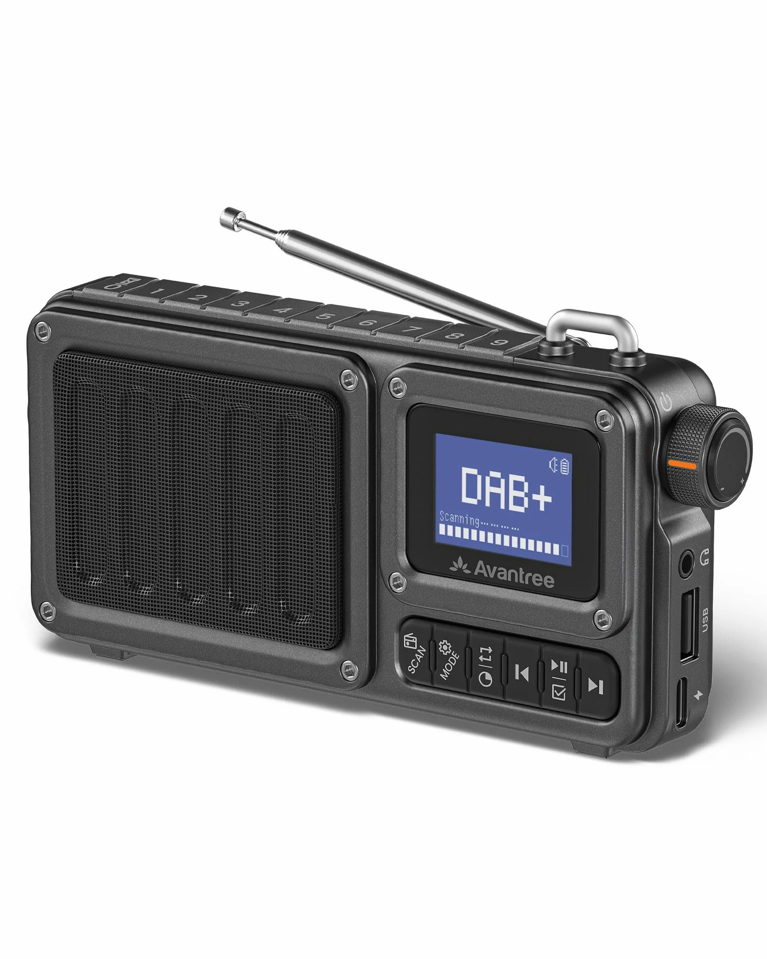 Avantree SP851 Przenośne radio DAB+/FM z Bluetooth 6.0, ładowalne lub zasilane sieciowo, z odtwarzaczem TF/USB