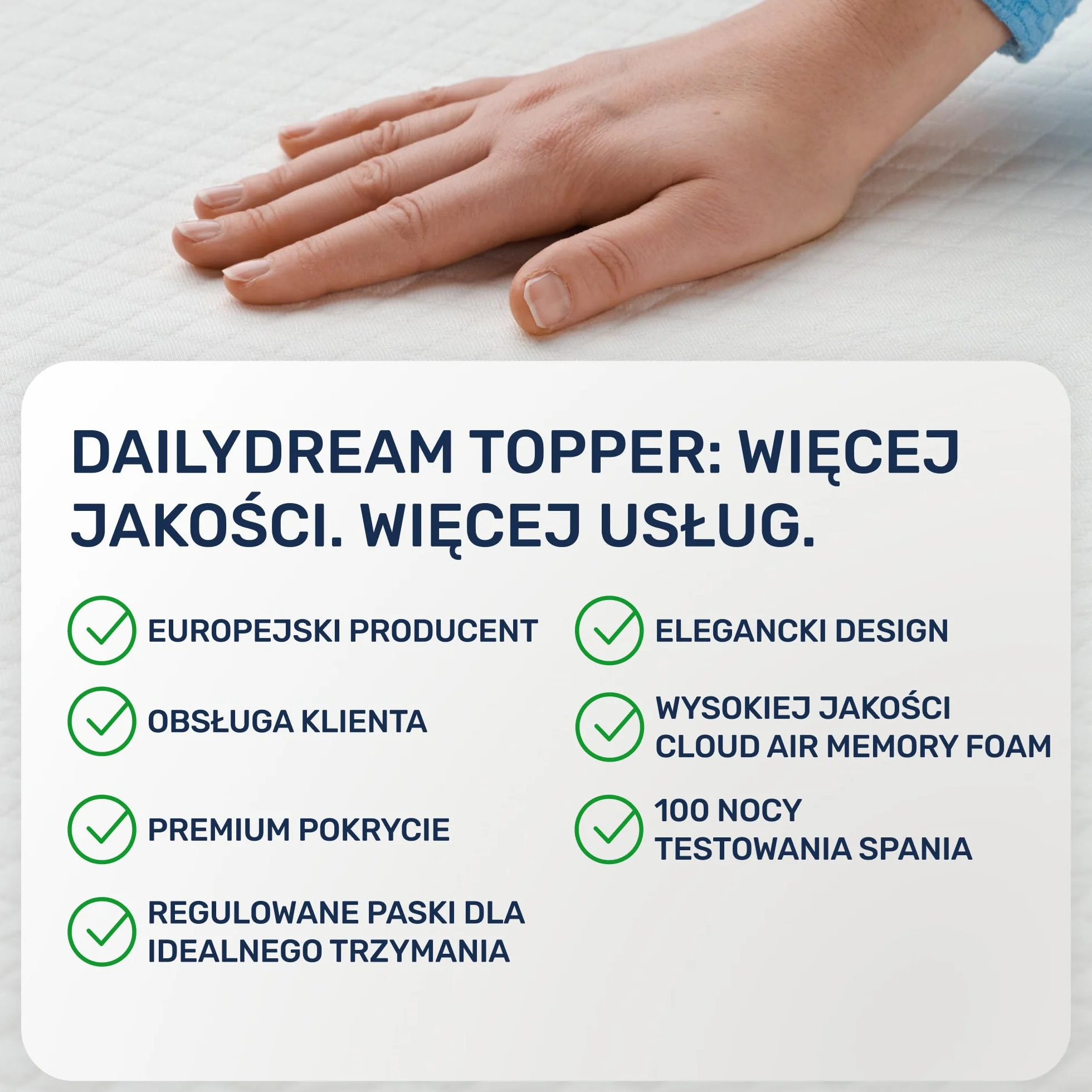 Materac nawierzchniowy wiskoelastyczny Dailydream „Model S” z efektem pianki zapamiętującej kształt, 90x200x3,5cm, Edition "Standard"