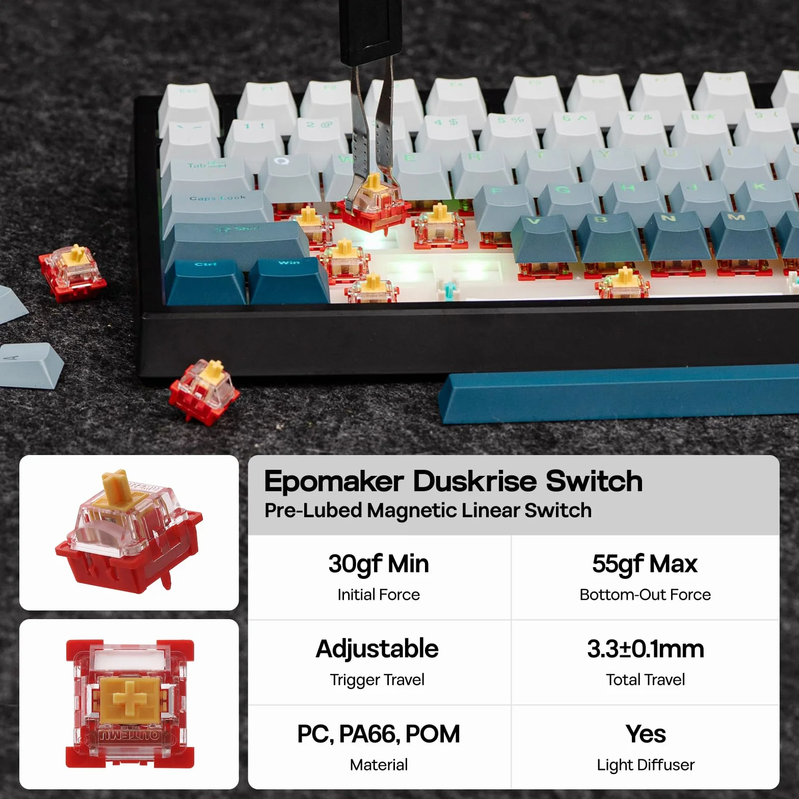 EPOMAKER G84 HE bezprzewodowa klawiatura z efektem Halla, 8K Polling i 8000 mAh, SOCD i DKS, klawiatura do gier z szybkim wyzwalaczem i regulowanym uruchomieniem, podświetlana RGB, nasadka klawiszy