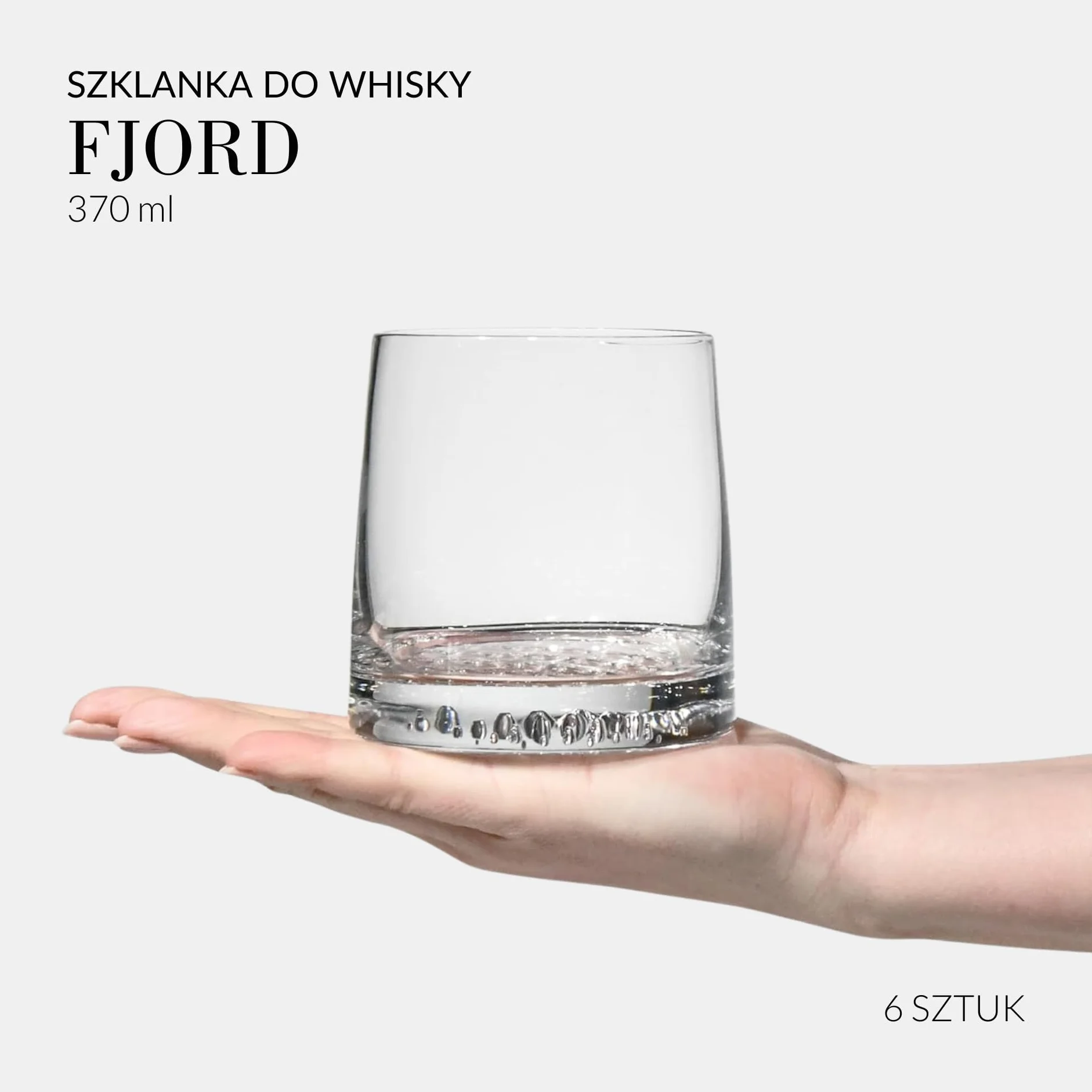 KROSNO Szklanki do Whisky | Zestaw 6 szklanek | 370 ML | Kolekcja Fjord | Idealne do Domu, Restauracji i na Przyjęcie | Można Myć w Zmywarce