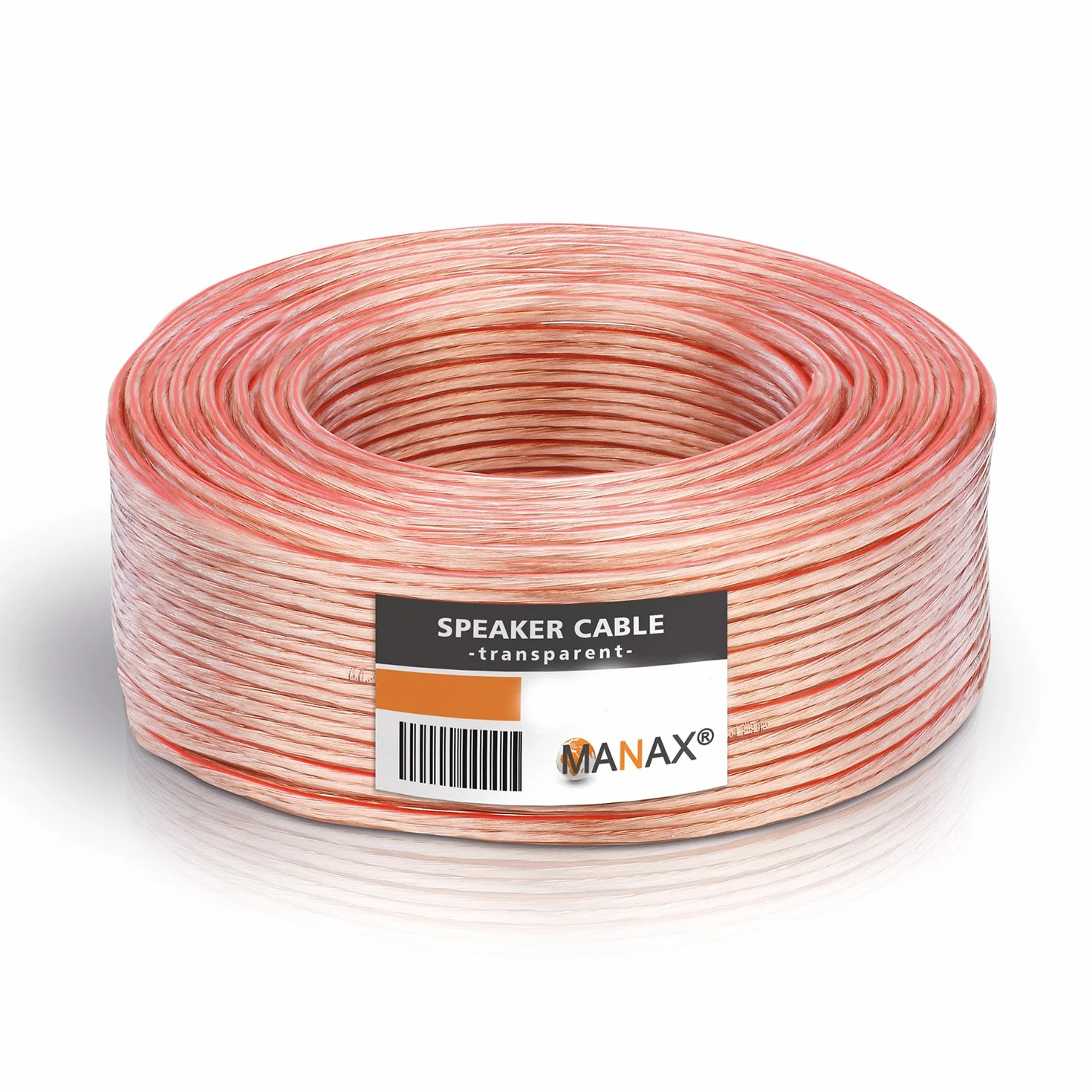 MANAX® Kabel głośnikowy 2 x 0,75 mm² przezroczysty pierścień 50,0 m