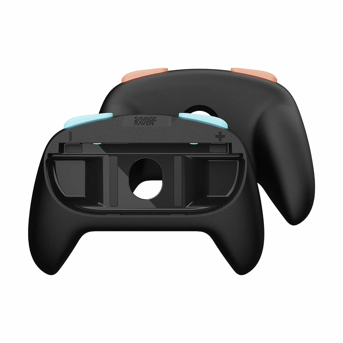 SAVAGE RAVEN od Skull & Co. MiniGrip uchwyt do ręki dla Nintendo Switch 2 kontrolerów Joy-Con, uchwyt do uchwytu w kolorze neonowo niebiesko-czerwonym, 1 para, kompatybilny z Switch 2 Jon Con