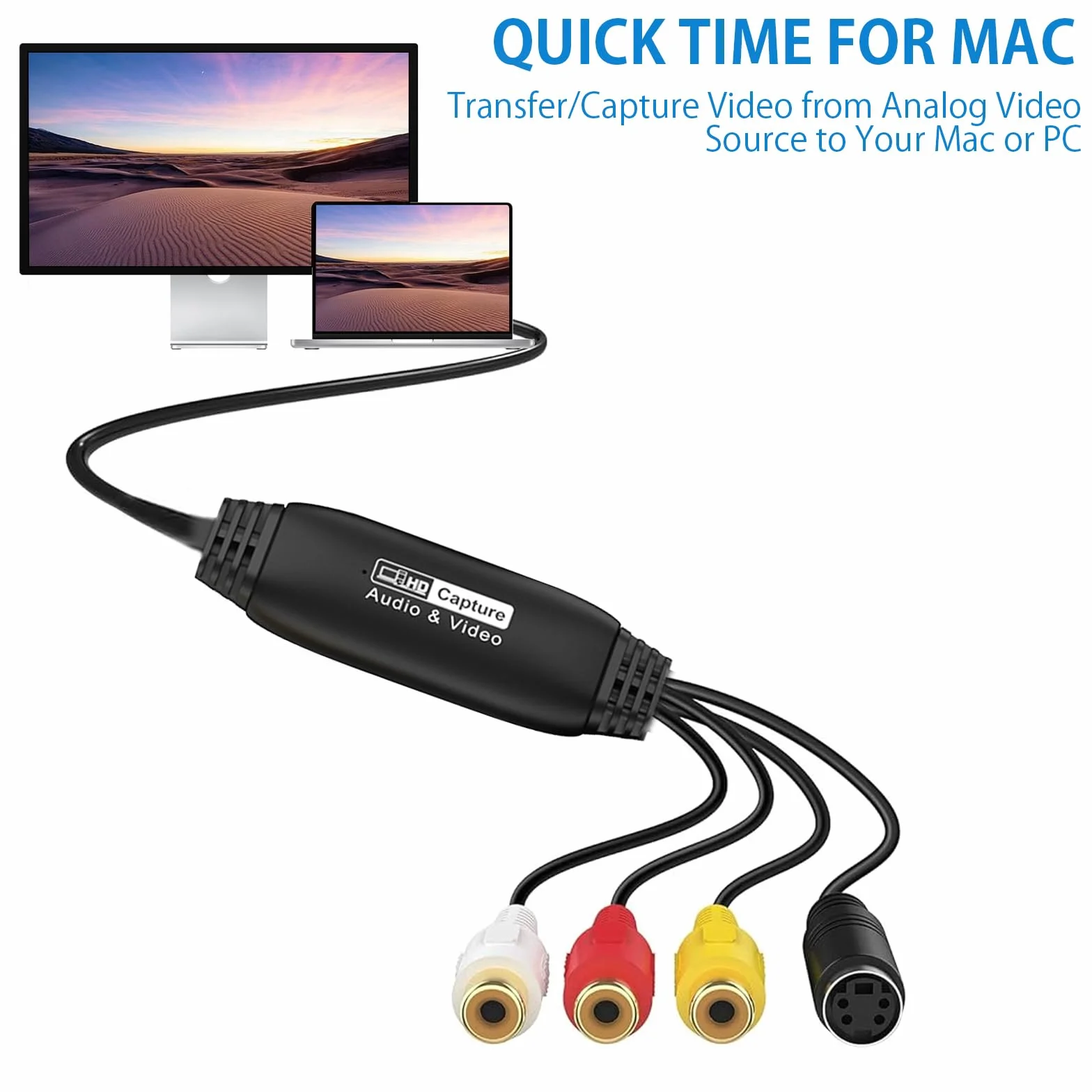 HENGBIRD Konwerter VHS na cyfrowy USB 2.0, karta przechwytywania wideo kompatybilny z Windows i Mac