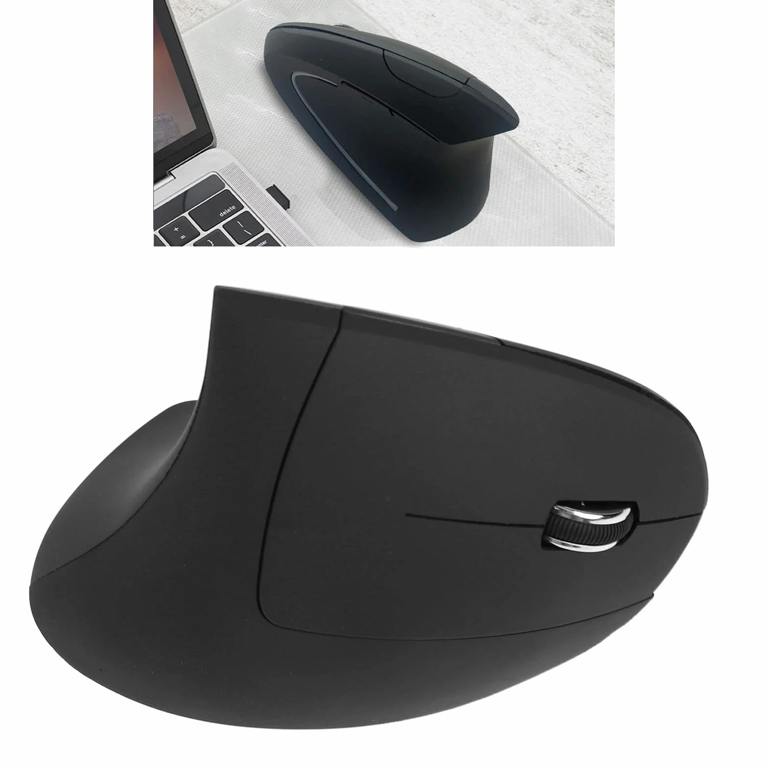 Mysz Ergonomiczna, Bezprzewodowa Pionowa Mysz Ergo 2,4G z regulacją DPI, Cicha Mysz Nadgarstkowa, Zasilana Bateryjnie do Laptopa, Komputera Stacjonarnego, Komputera PC, Gracza