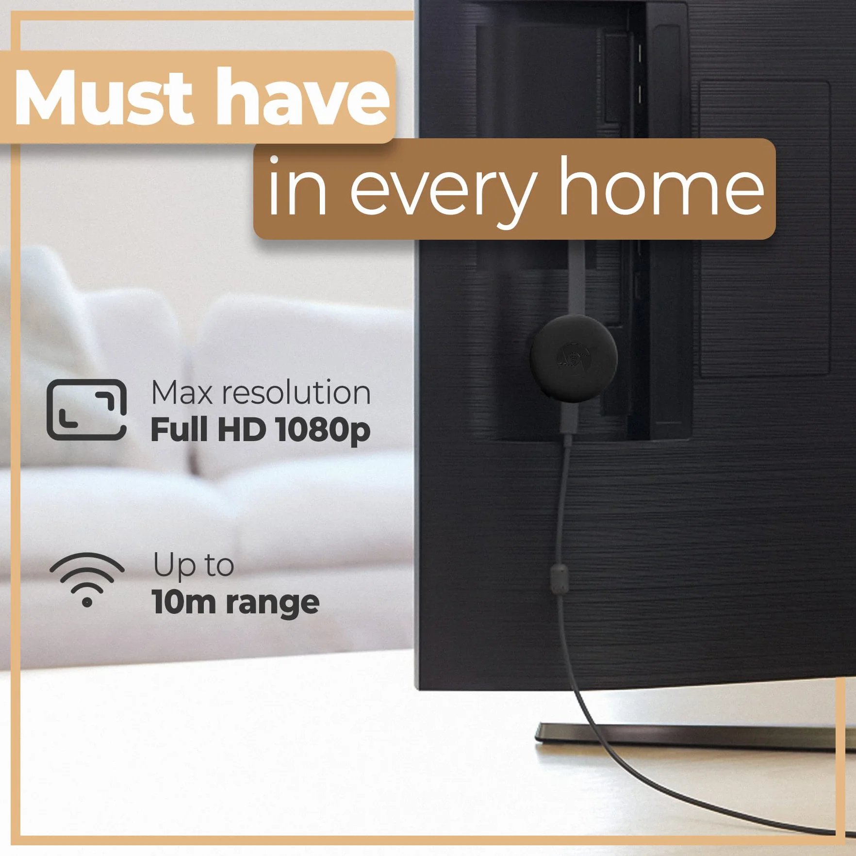 Retoo Bezprzewodowy odbiornik wyświetlacza HDMI Dongle Streaming 1080p 4K, odbiornik wyświetlacza WiFi, obsługa DLNA Miracast Airplay, odtwarzacz multimedialny do systemu Android, Phone, PC, Windows