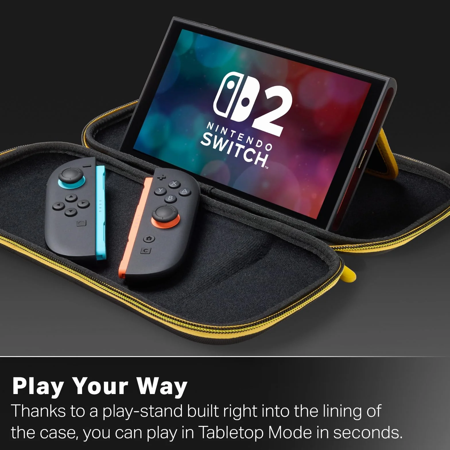 Etui PowerA Slim do Nintendo Switch 2 - Pokémon Pikachu Burza, oficjalna licencja, etui ochronne dla konsoli Switch, miejsce na 10 kart z grami, wyściełana osłona ekranu, wbudowana podstawka do gry