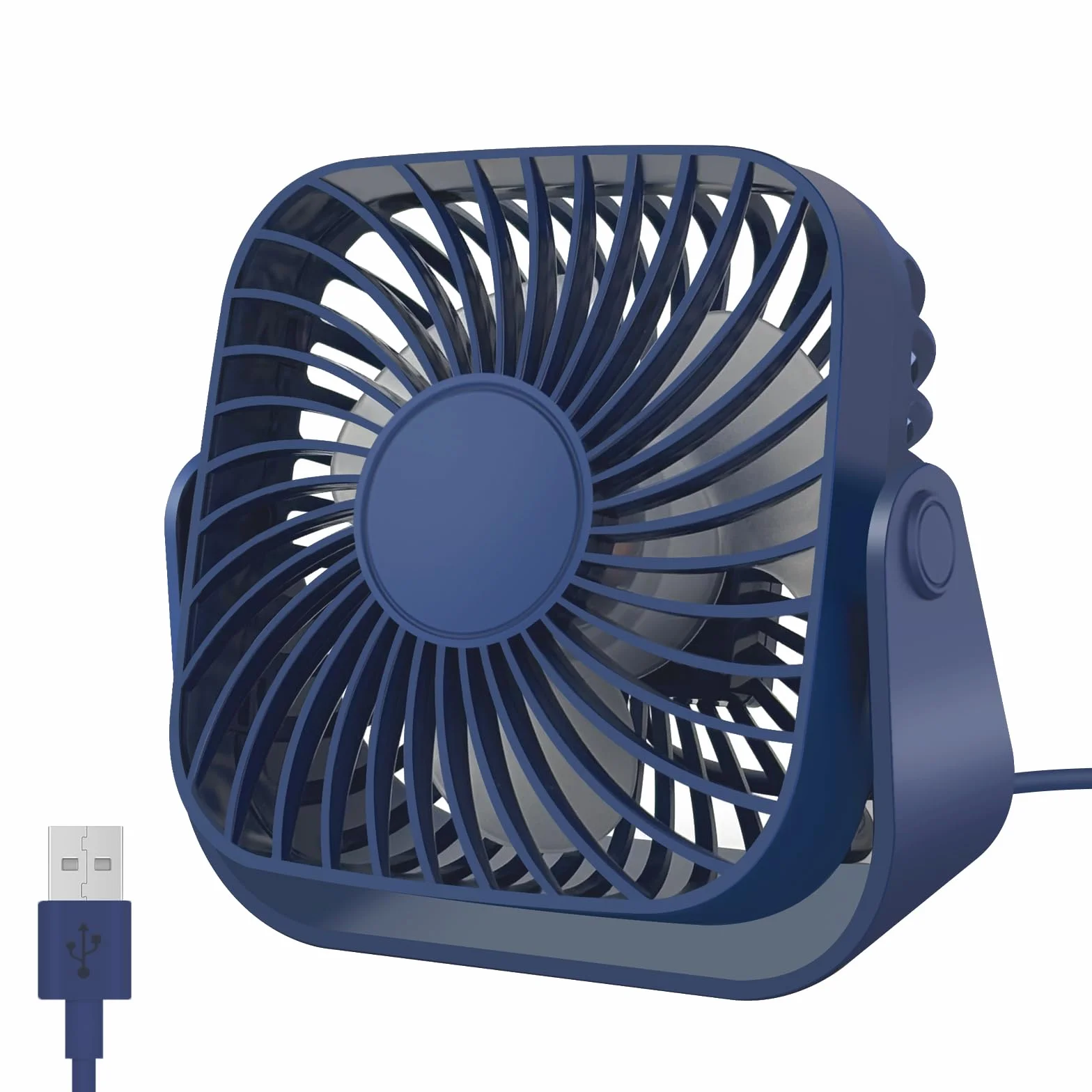 Jsdoin Wentylator USB, wentylator biurkowy, mały wentylator biurkowy, mini wentylator osobisty, 3 prędkości, wentylator biurkowy, regulacja obrotu o 360°, silny wiatr, mały, mocny wentylator do biura,