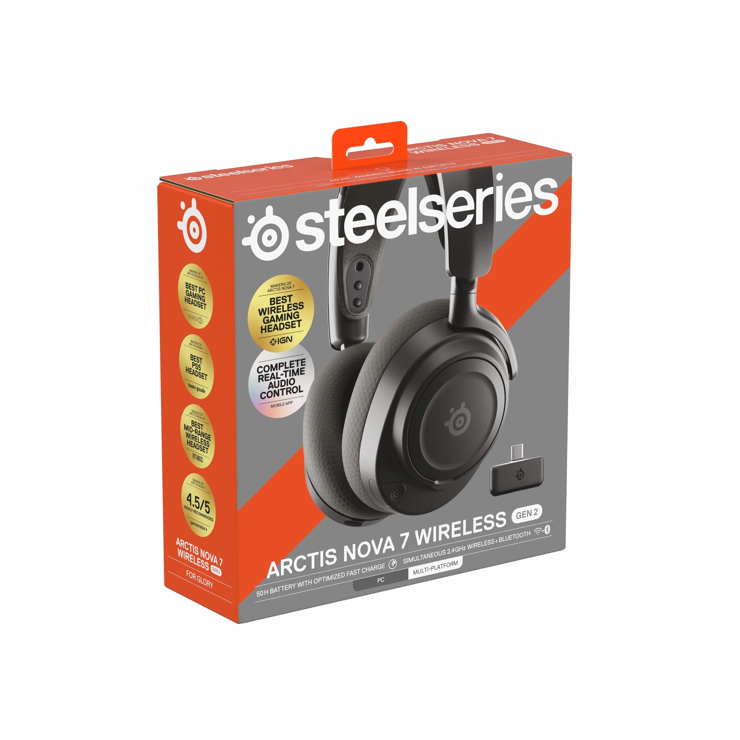 SteelSeries Arctis Nova 7 Wireless Gen 2 do gier, 50H, przetworniki magnetyczne neodymowe, 2,4 GHz/Bluetooth, PC, PS5, Switch, mobile