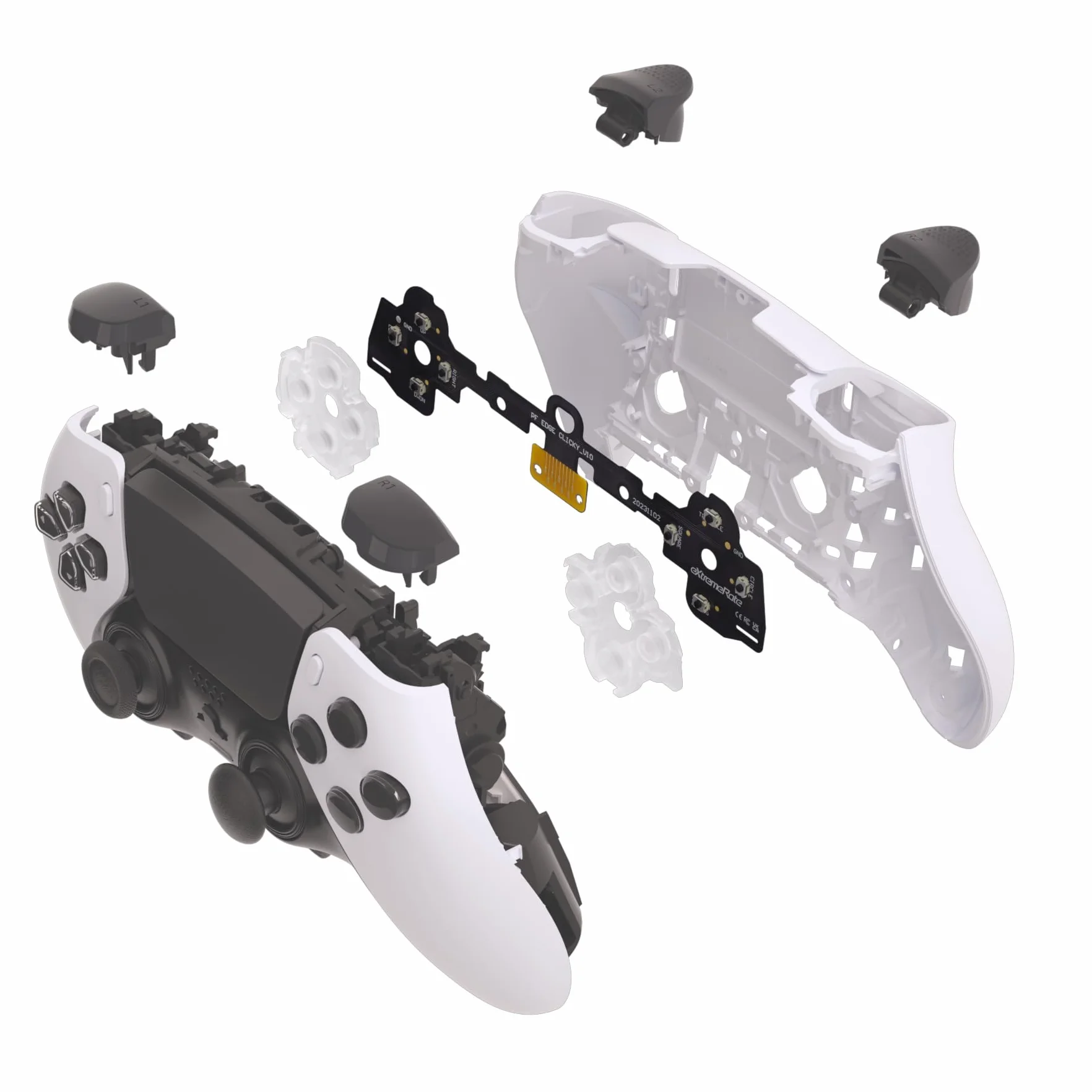eXtremeRate Face Clicky Kit dla ps5 Edge Kontrolera,Taktylnymi Przyciskami Kierunkowymi D-pad Zestaw do Klikania Myszą dla ps5 Edge Kontrolera-Kontroler Nie Jest Dołączony