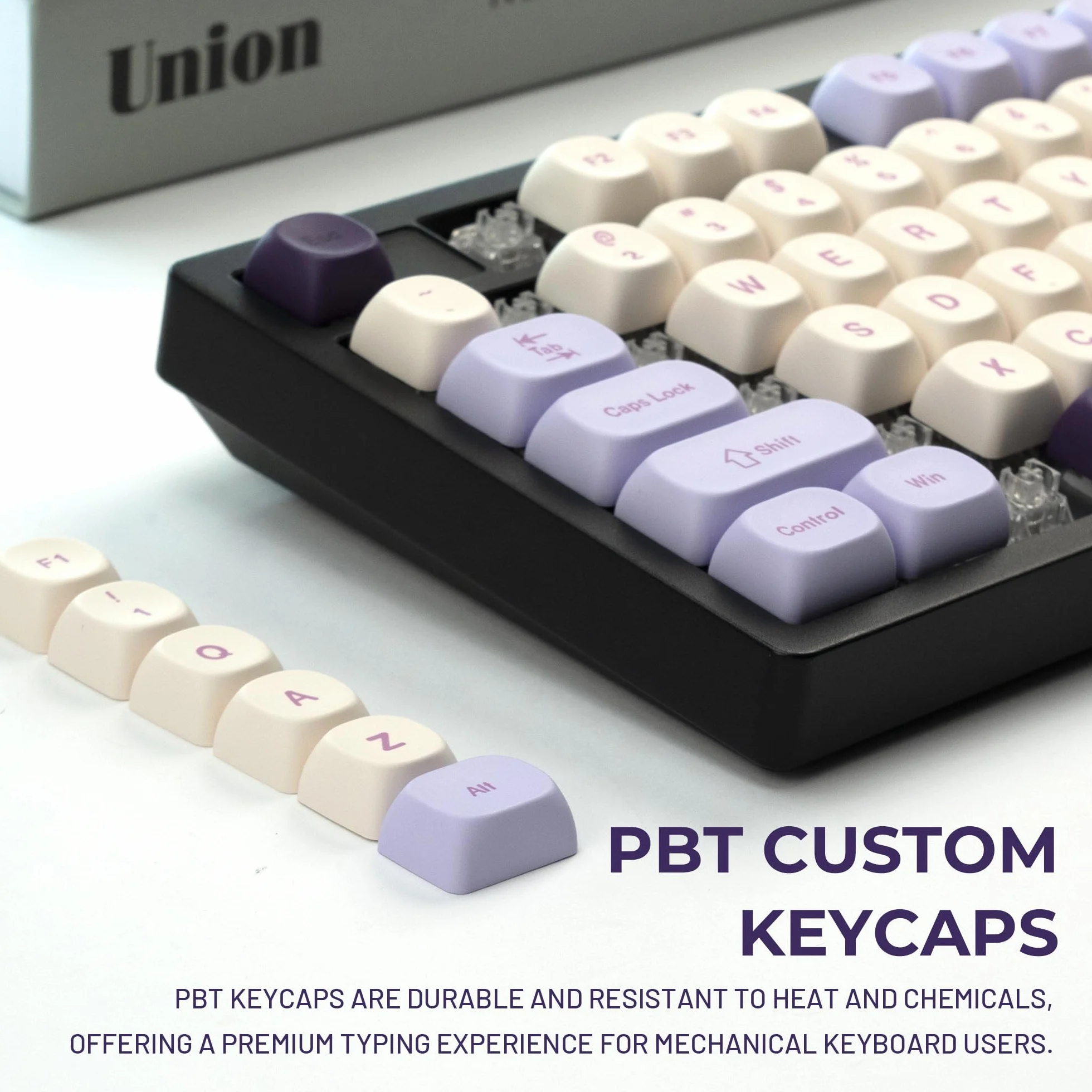 XVX MOA Profile Purple Grape Theme PBT Dye-Sub Keycaps, Custom Keycap Set for Mechanical Keyboards (Compatible with Cherry MX Switches, Purple & White Design)