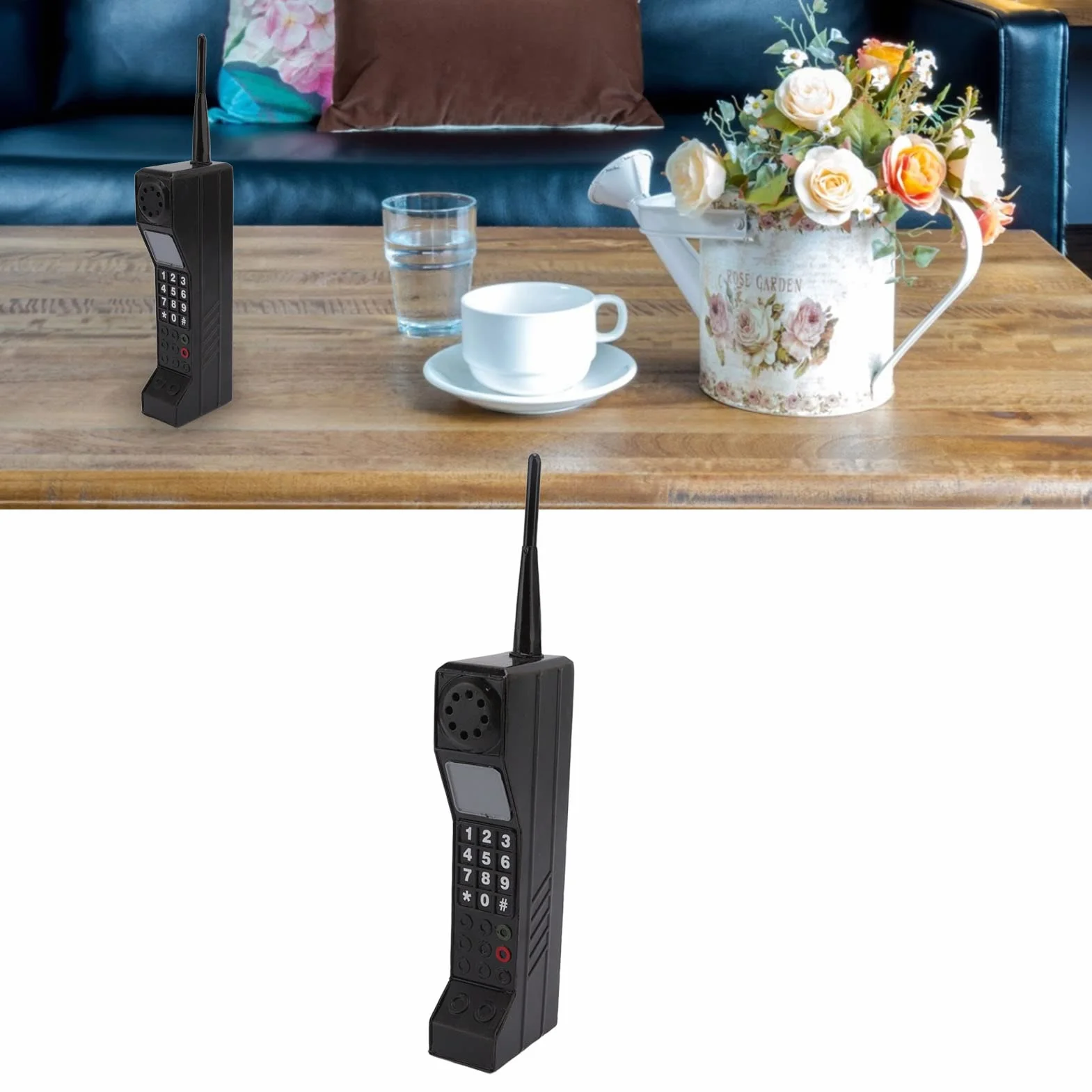Retro Vintage Ozdoba na Telefon Komórkowy z Cegły, Rekwizyt Fotograficzny Czarny