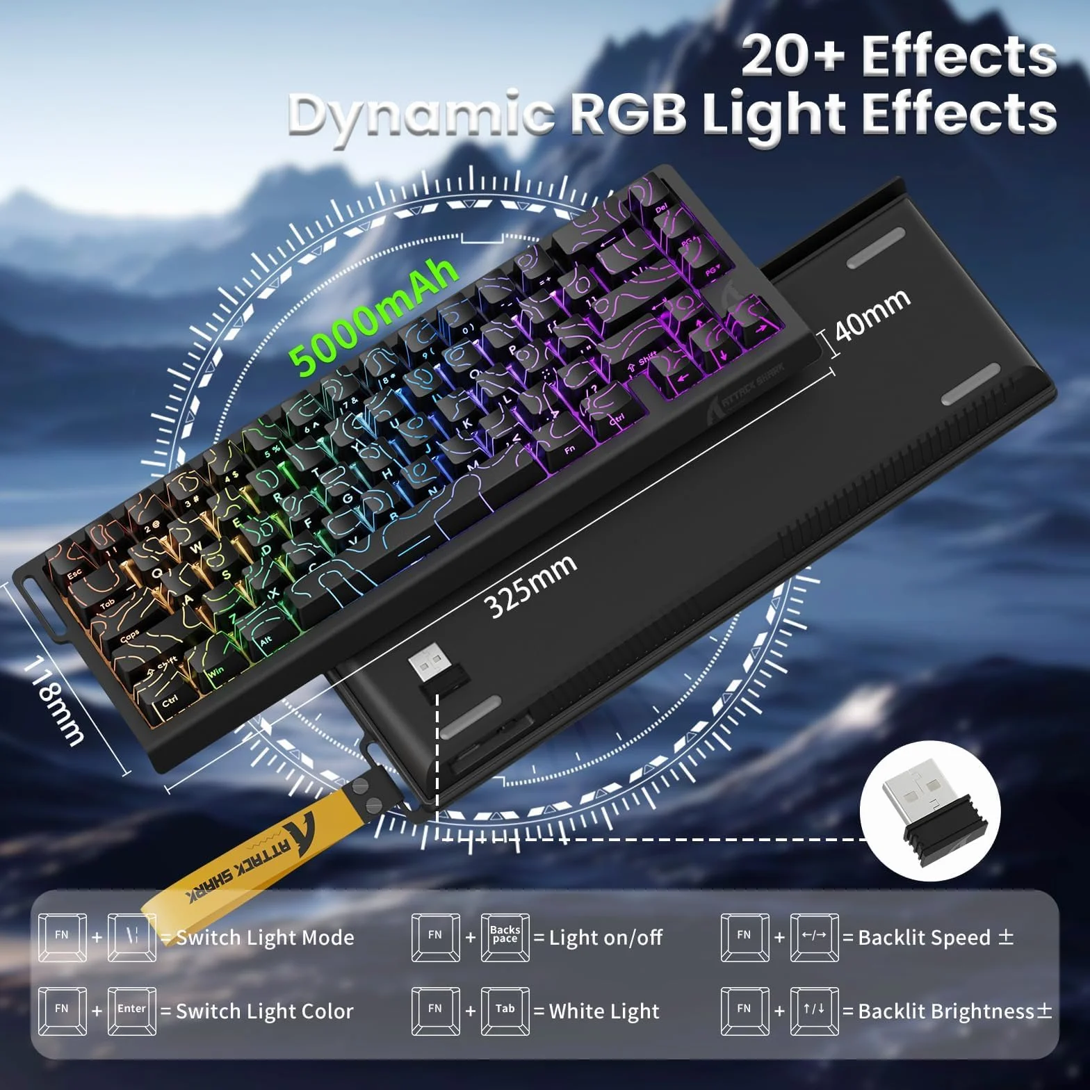 ATTACK SHARK X68PRO HE Klawiatura Gamingowa z Szybkim Wyzwalaniem, 0.01mm Dokładność RT, 8000Hz, Regulowana Aktywacja, Snap Tap, Magnetyczny Przełącznik, C01 Spiralkowy Kabel - Czarna