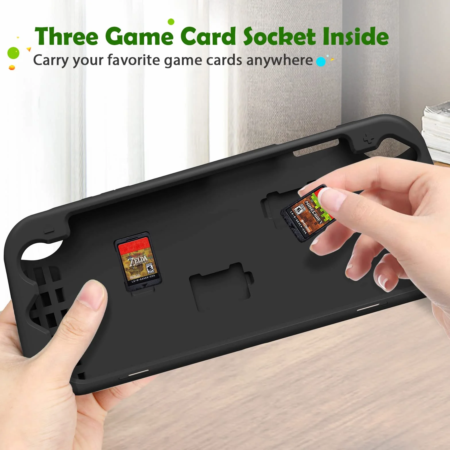 Fintie Etui kompatybilne z Nintendo Switch (model OLED) 2021 – wykonane z miękkiego silikonu, antypoślizgowe, odporne na uderzenia etui ochronne z 3 uchwytami na karty do gry, ergonomiczny uchwyt,